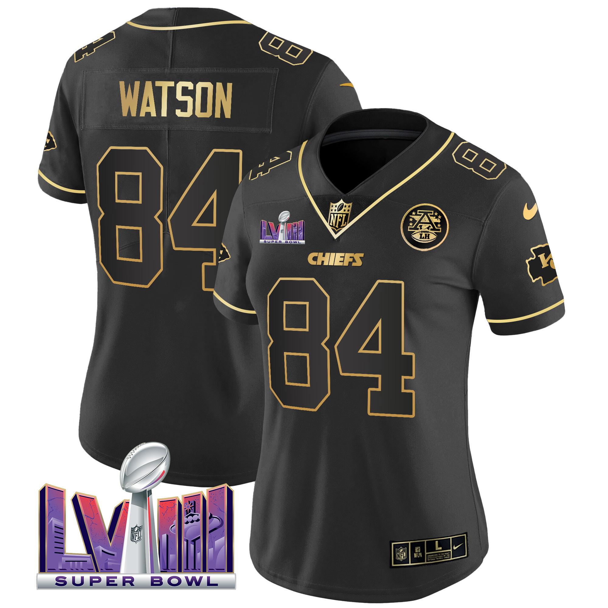 Women's Chiefs Super Bowl LVIII Patch Vapor Jersey V4 - All Stitched - Image 12