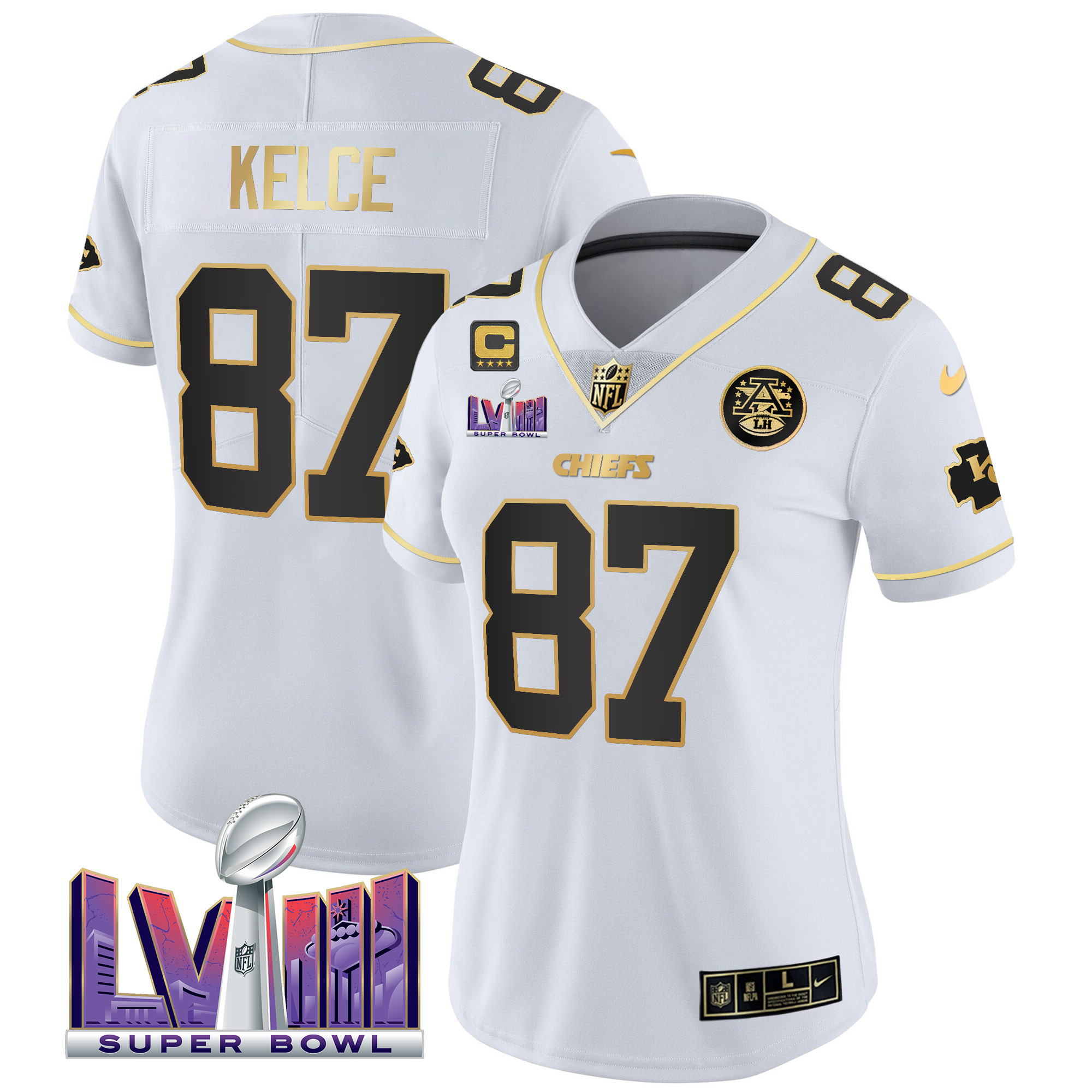 Women's Chiefs Super Bowl LVIII Patch Vapor Jersey V4 - All Stitched - Image 16