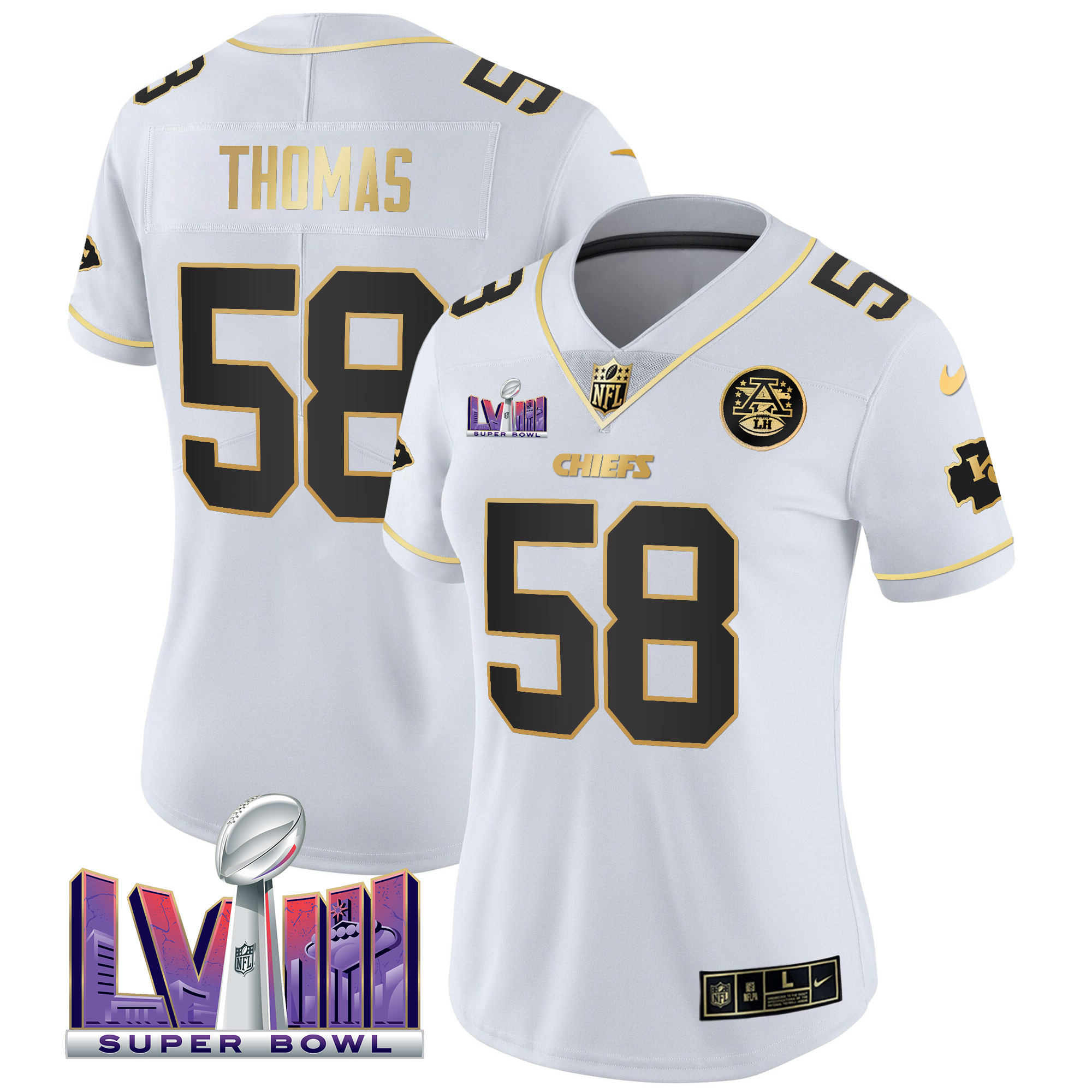 Women's Chiefs Super Bowl LVIII Patch Vapor Jersey V4 - All Stitched - Image 17
