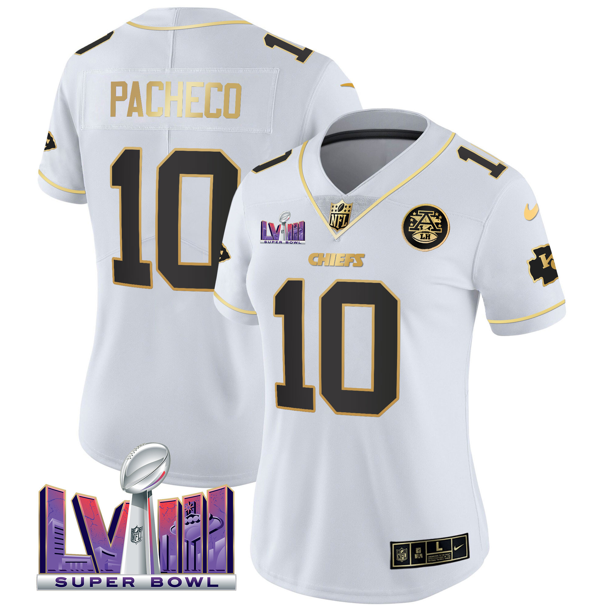 Women's Chiefs Super Bowl LVIII Patch Vapor Jersey V4 - All Stitched - Image 18