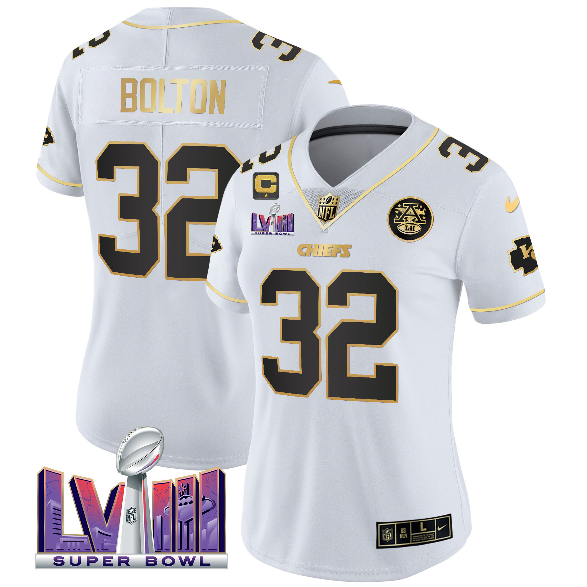 Women's Chiefs Super Bowl LVIII Patch Vapor Jersey V4 - All Stitched - Image 20