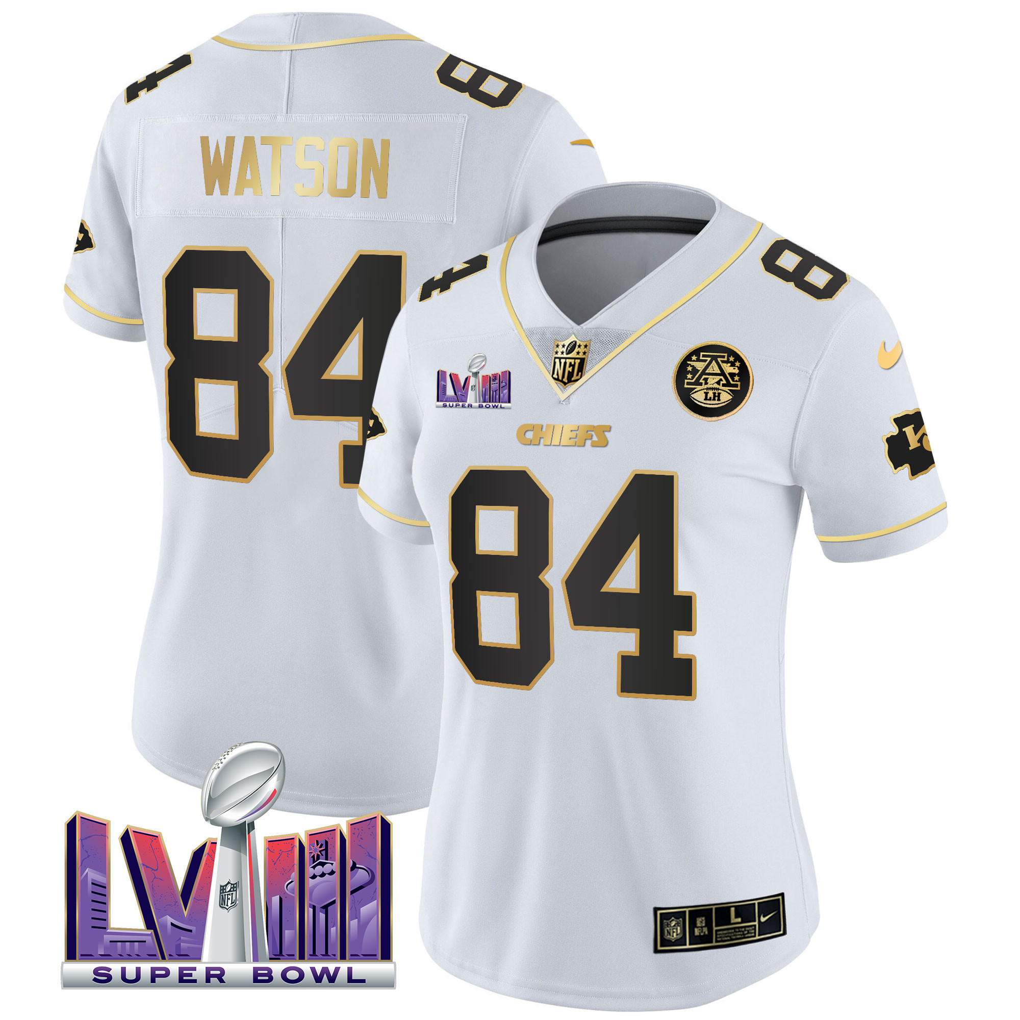 Women's Chiefs Super Bowl LVIII Patch Vapor Jersey V4 - All Stitched - Image 19