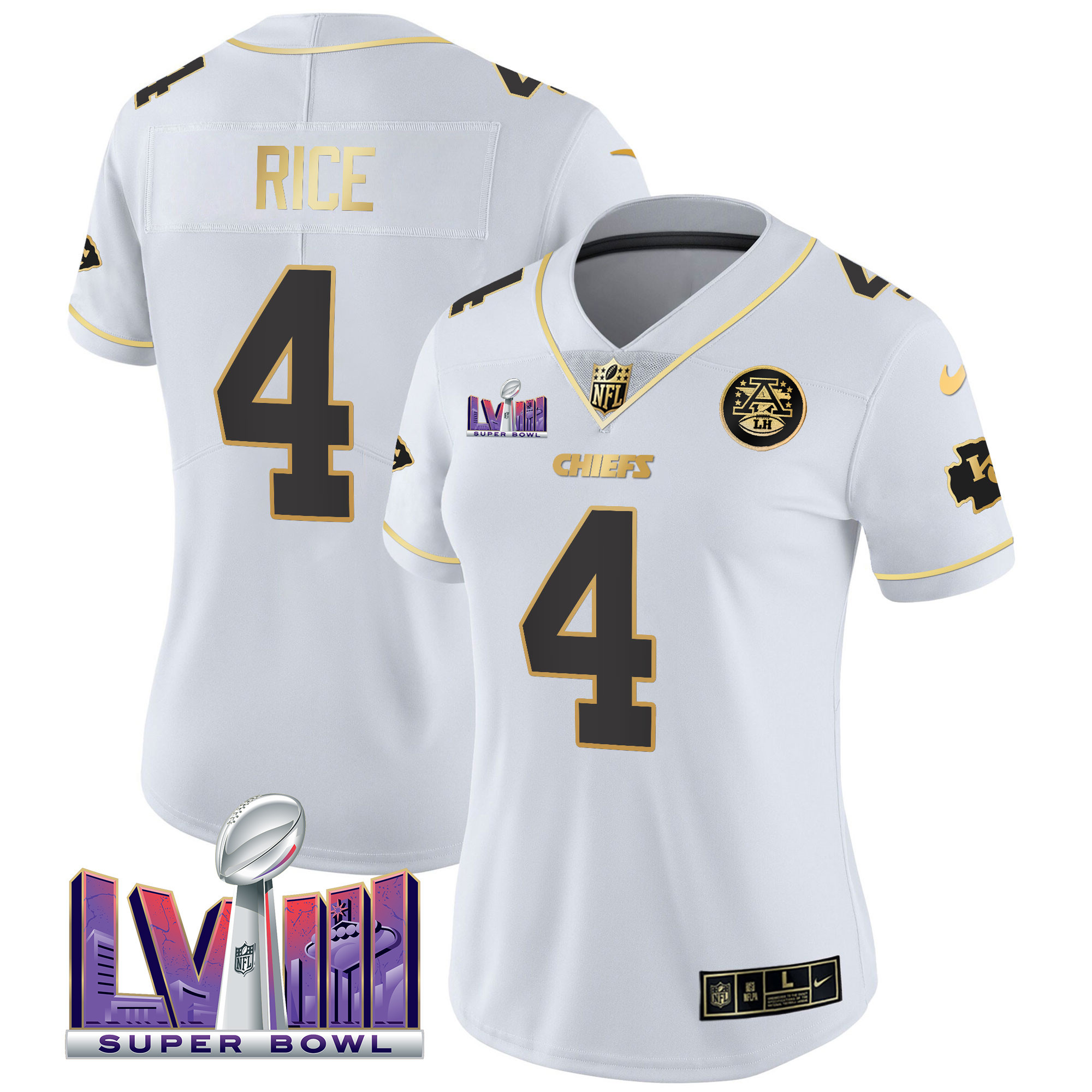 Women's Chiefs Super Bowl LVIII Patch Vapor Jersey V4 - All Stitched - Image 21