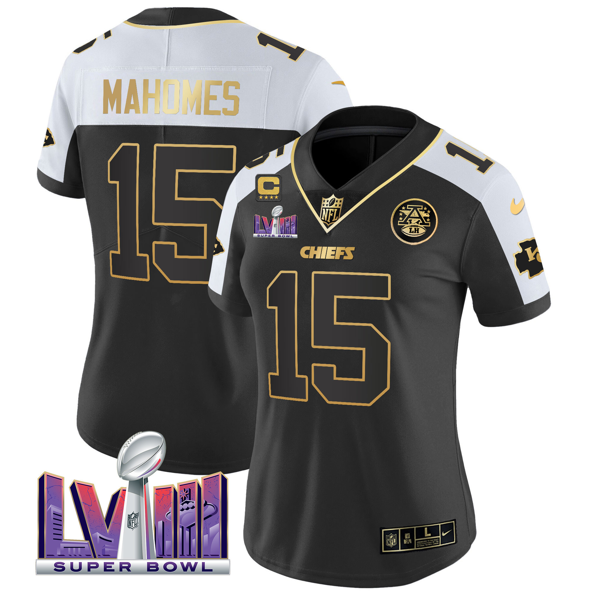 Women's Chiefs Super Bowl LVIII Patch Vapor Jersey V4 - All Stitched - Image 22