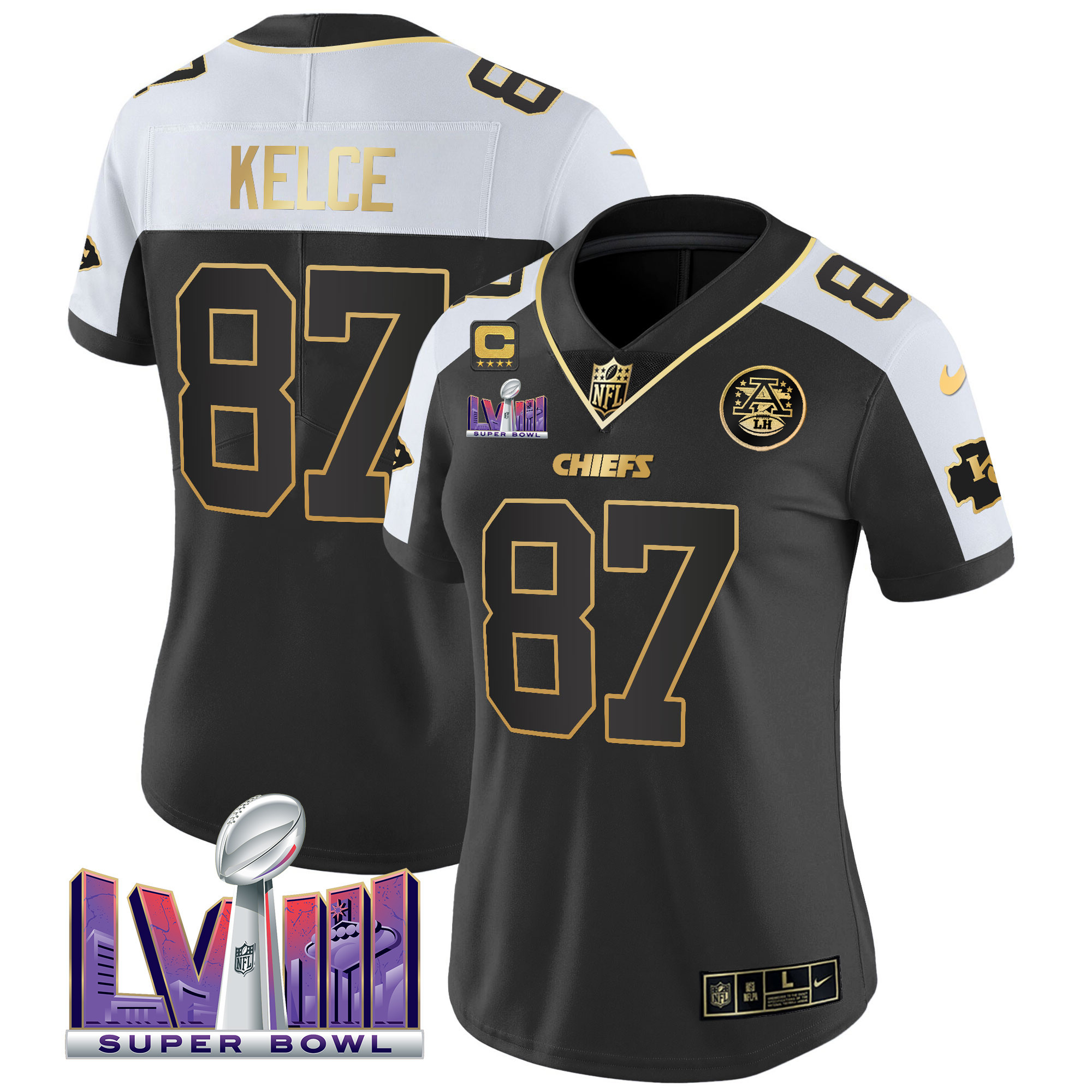 Women's Chiefs Super Bowl LVIII Patch Vapor Jersey V4 - All Stitched - Image 23
