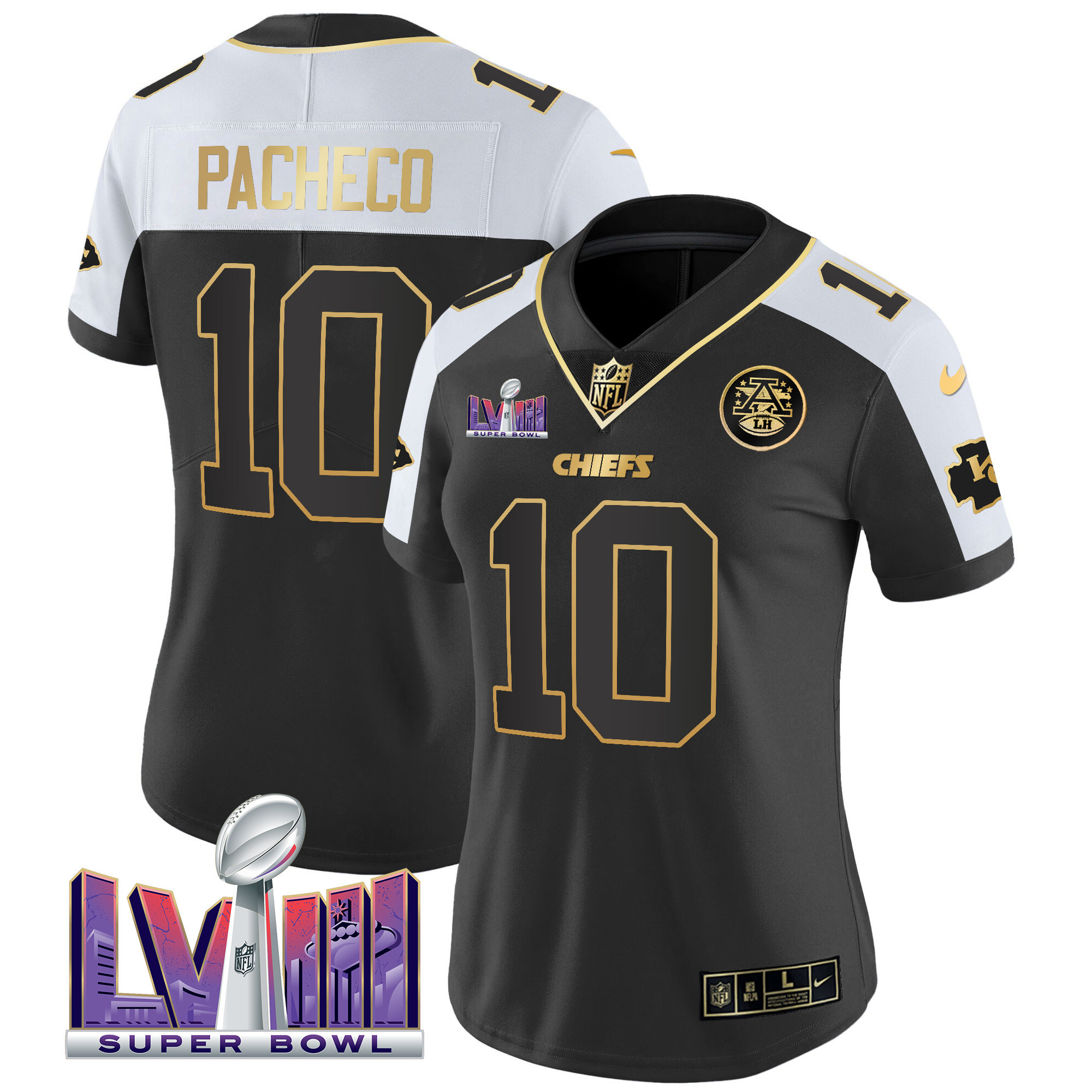Women's Chiefs Super Bowl LVIII Patch Vapor Jersey V4 - All Stitched - Image 25