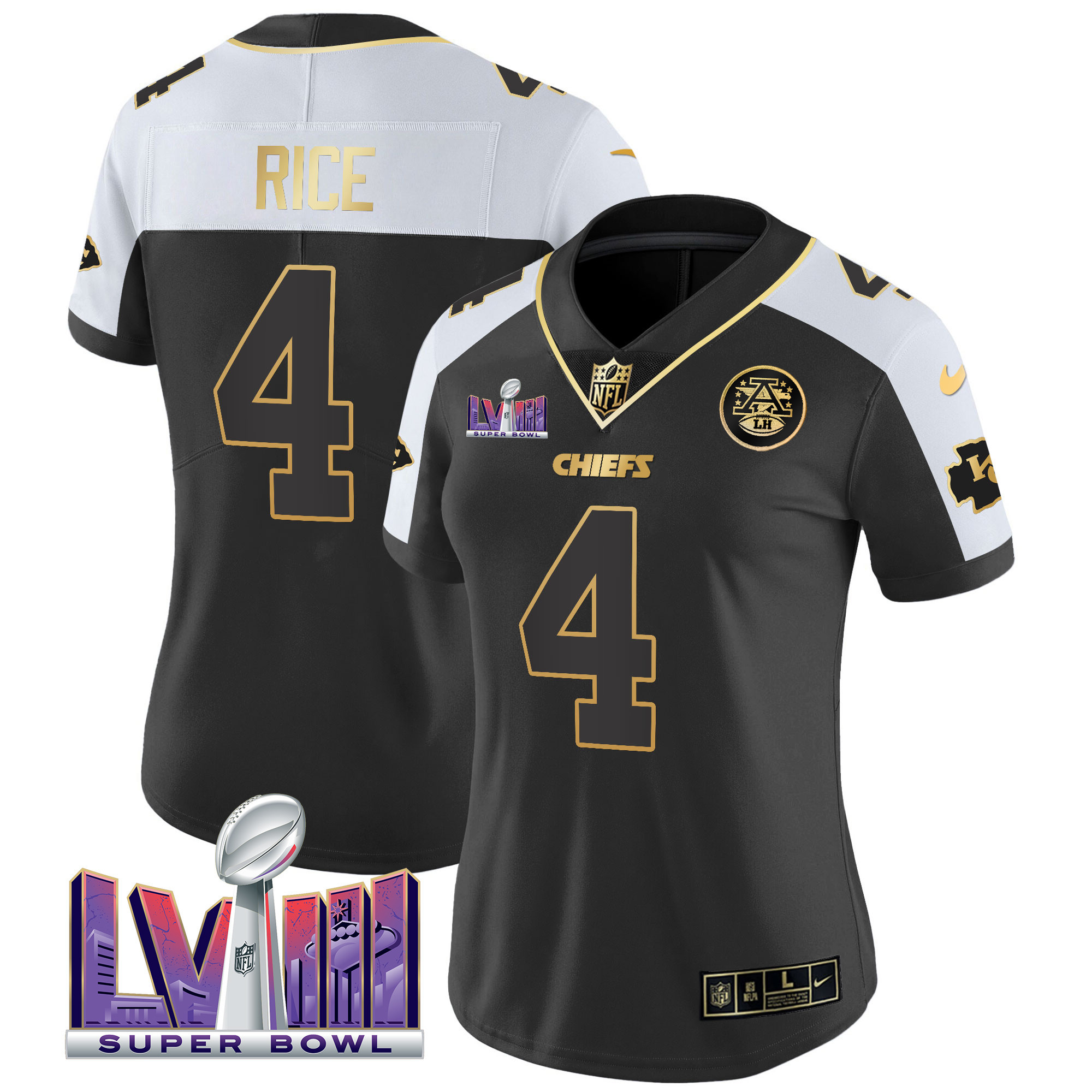 Women's Chiefs Super Bowl LVIII Patch Vapor Jersey V4 - All Stitched - Image 28