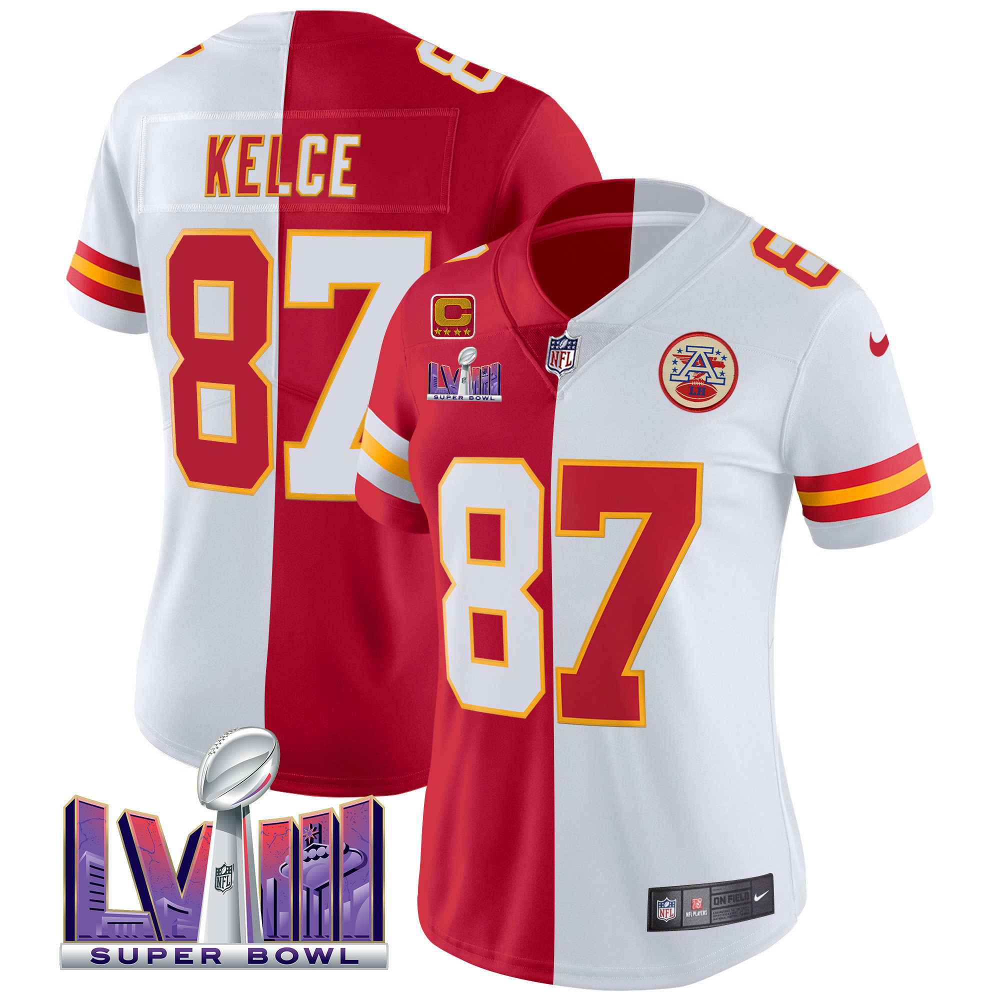 Women's Chiefs Super Bowl LVIII Patch Vapor Jersey V4 - All Stitched - Image 30