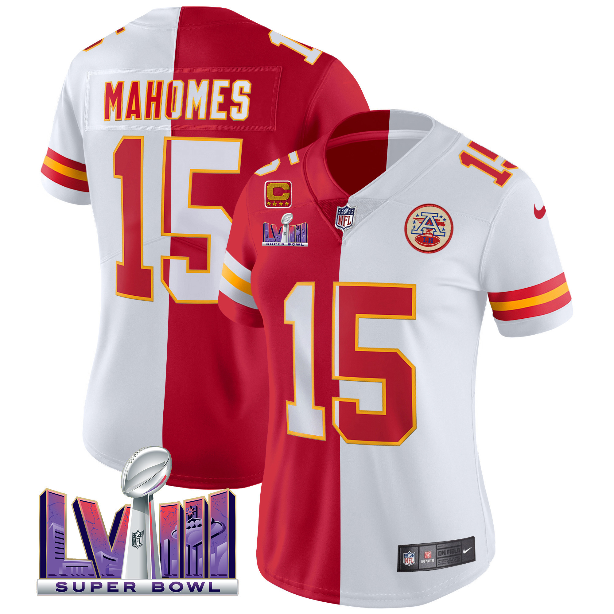Women's Chiefs Super Bowl LVIII Patch Vapor Jersey V4 - All Stitched - Image 29