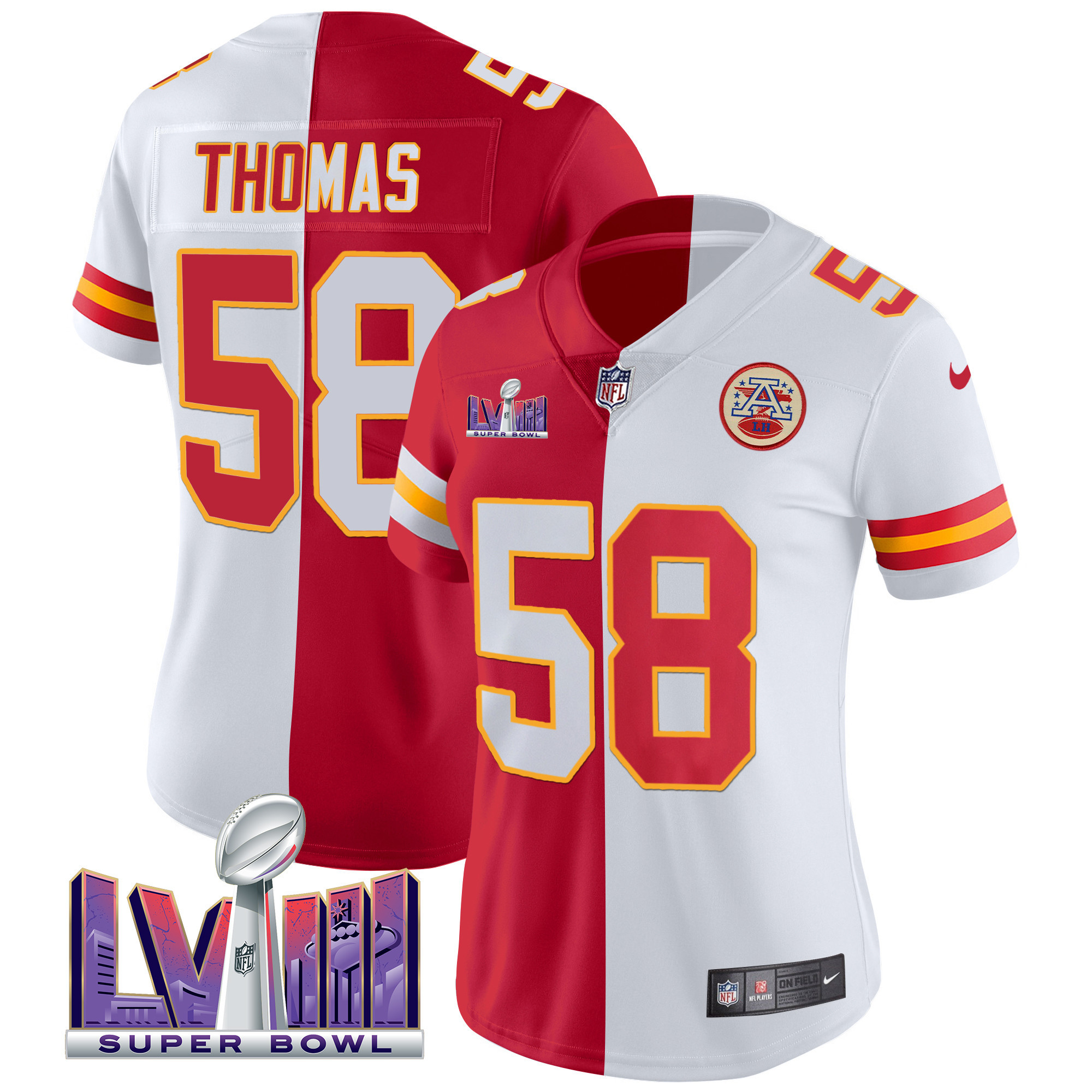 Women's Chiefs Super Bowl LVIII Patch Vapor Jersey V4 - All Stitched - Image 31