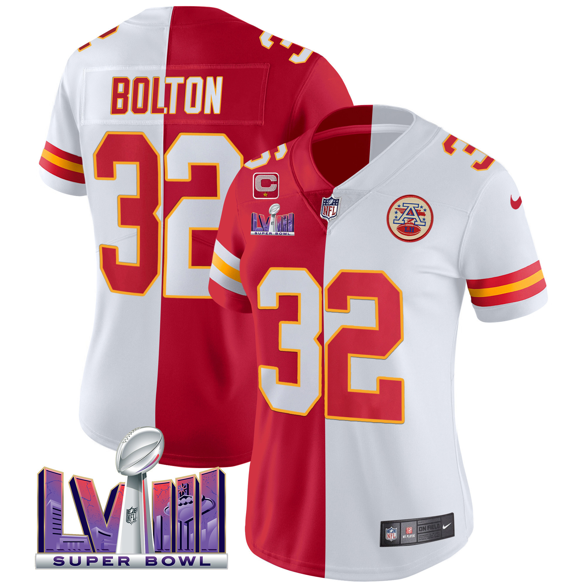 Women's Chiefs Super Bowl LVIII Patch Vapor Jersey V4 - All Stitched - Image 34