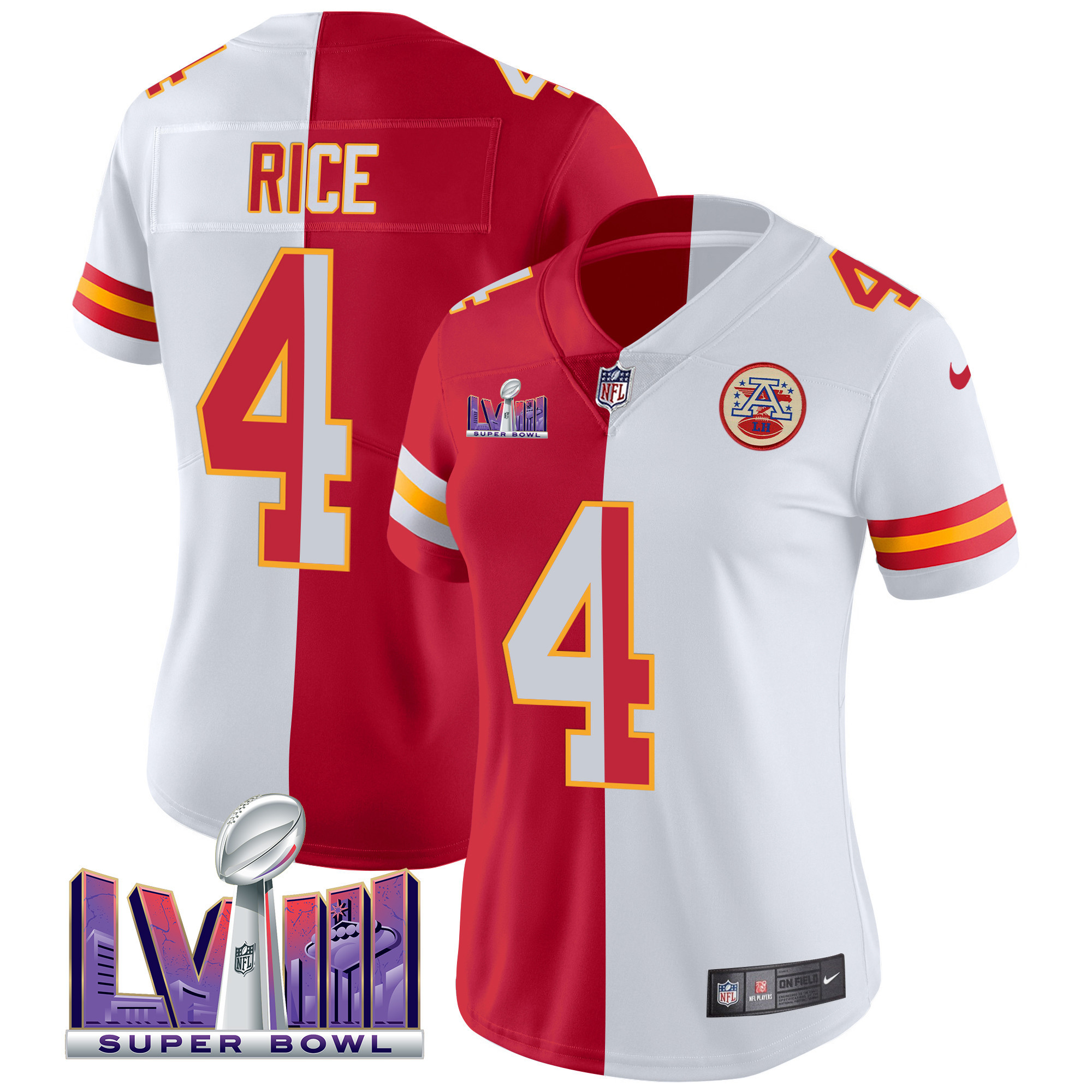 Women's Chiefs Super Bowl LVIII Patch Vapor Jersey V4 - All Stitched - Image 35