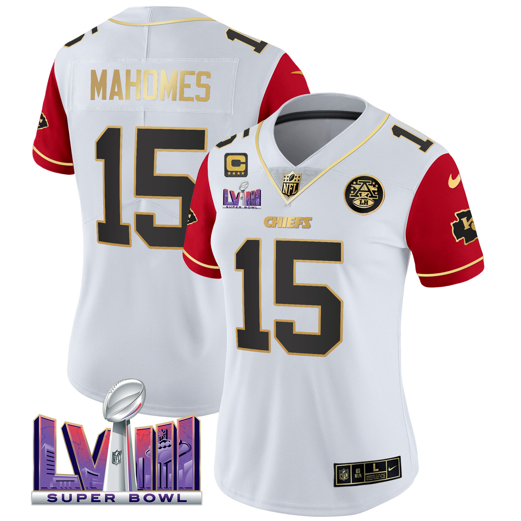 Women's Chiefs Super Bowl LVIII Patch Vapor Jersey V4 - All Stitched - Image 36