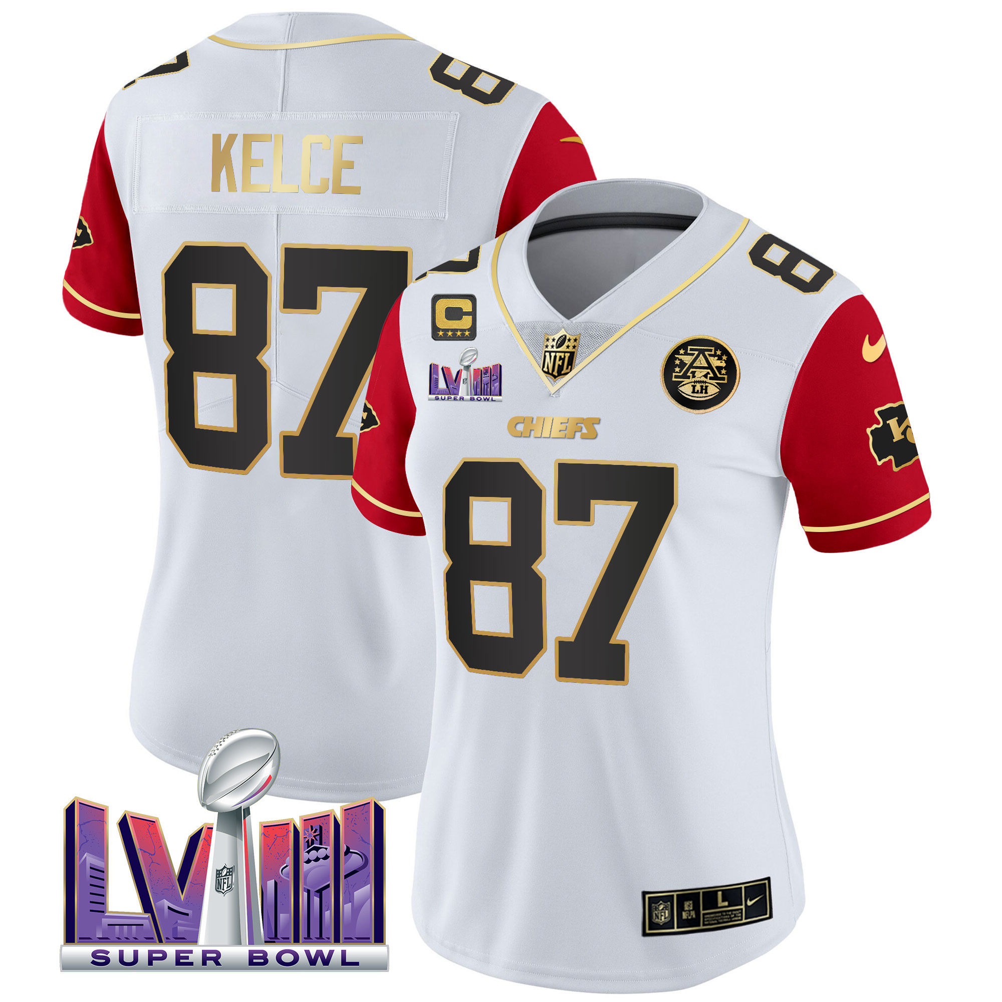 Women's Chiefs Super Bowl LVIII Patch Vapor Jersey V4 - All Stitched - Image 37