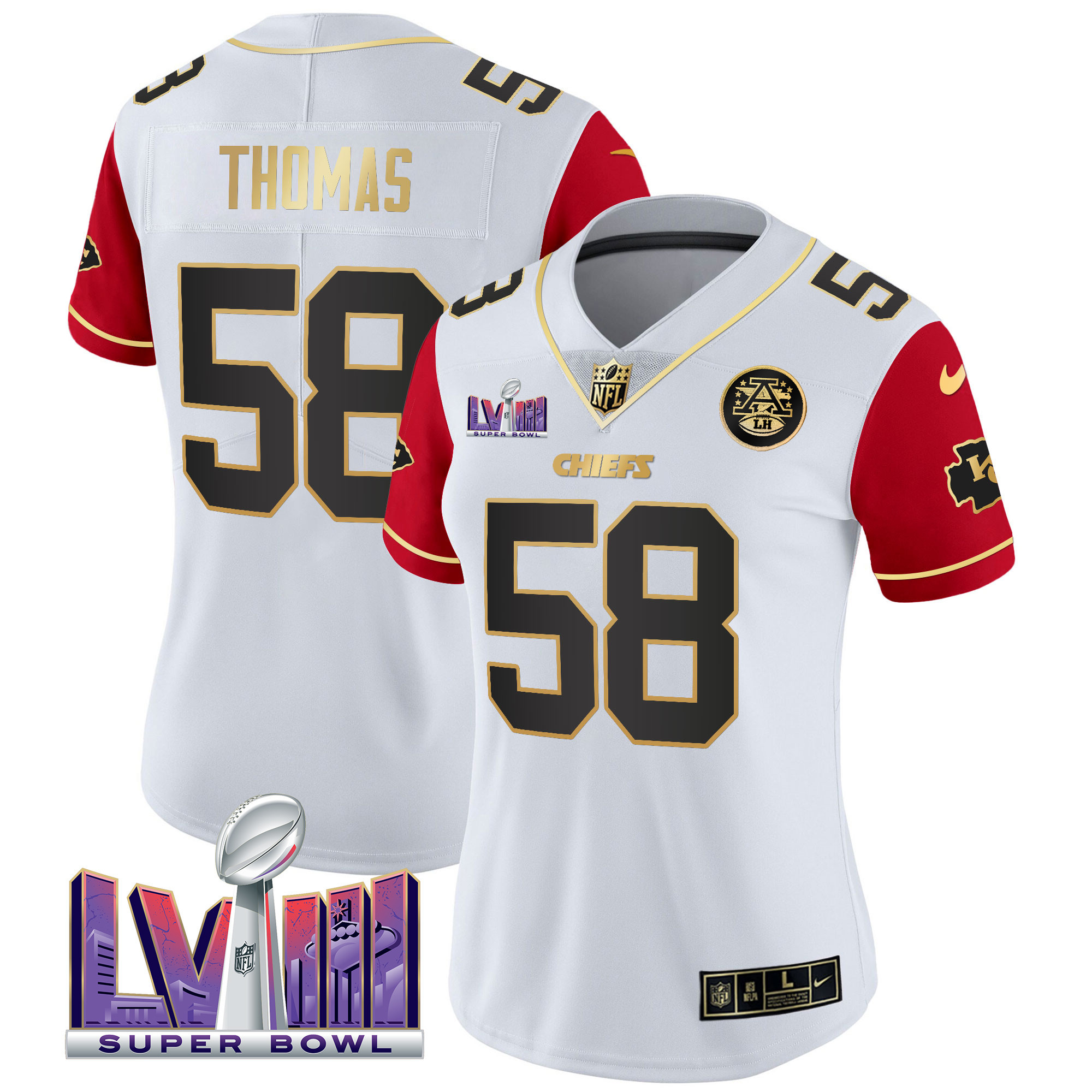 Women's Chiefs Super Bowl LVIII Patch Vapor Jersey V4 - All Stitched - Image 38