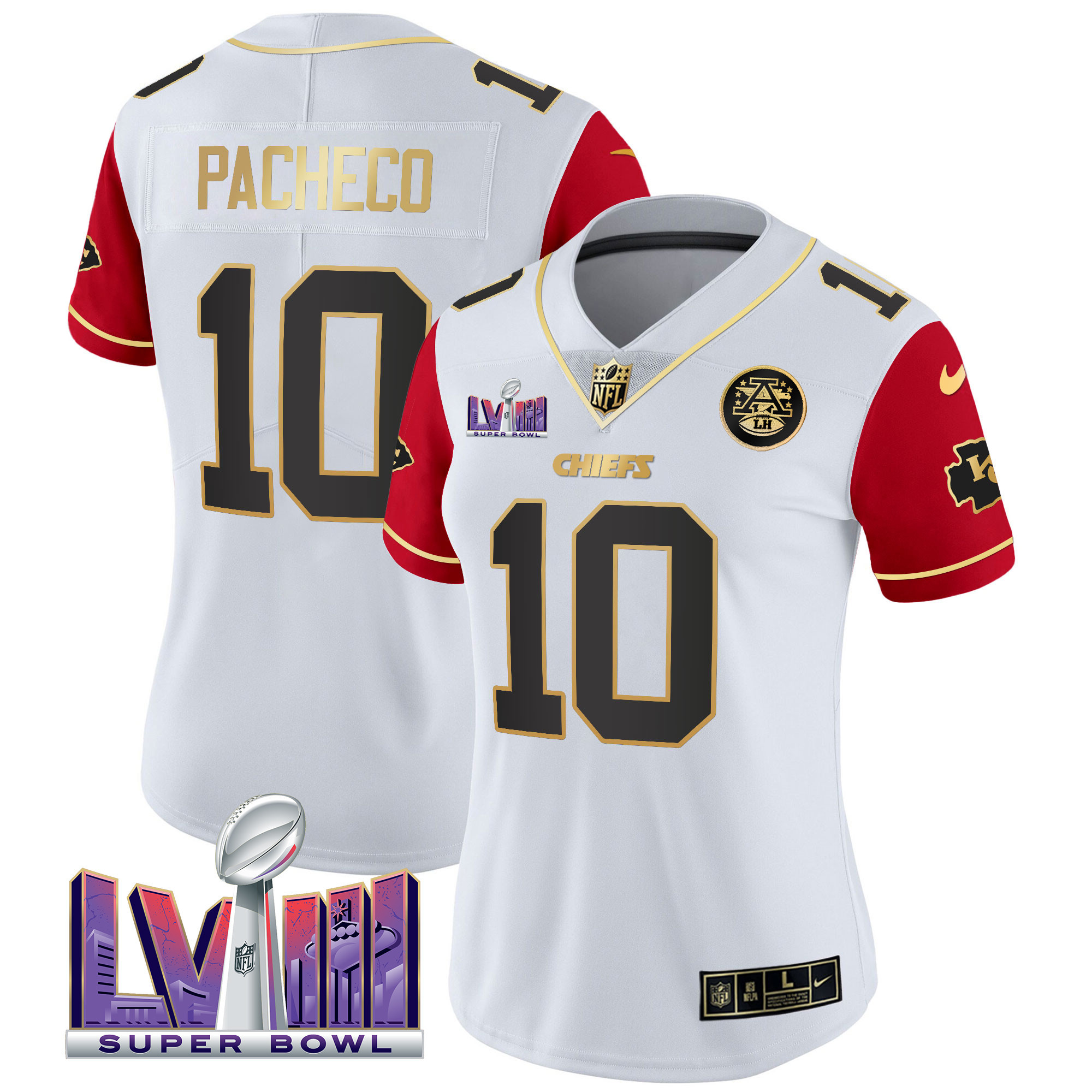 Women's Chiefs Super Bowl LVIII Patch Vapor Jersey V4 - All Stitched - Image 39