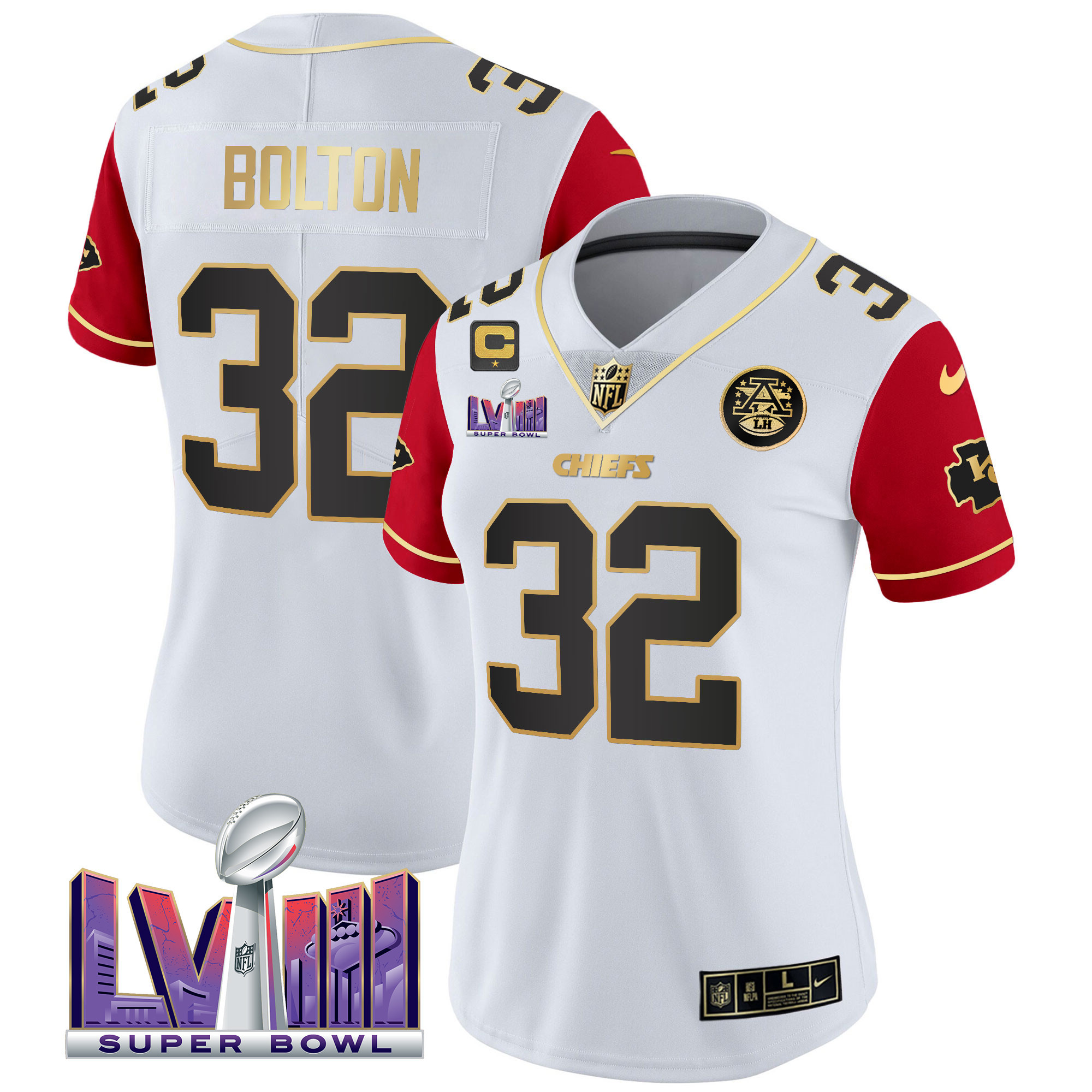 Women's Chiefs Super Bowl LVIII Patch Vapor Jersey V4 - All Stitched - Image 41