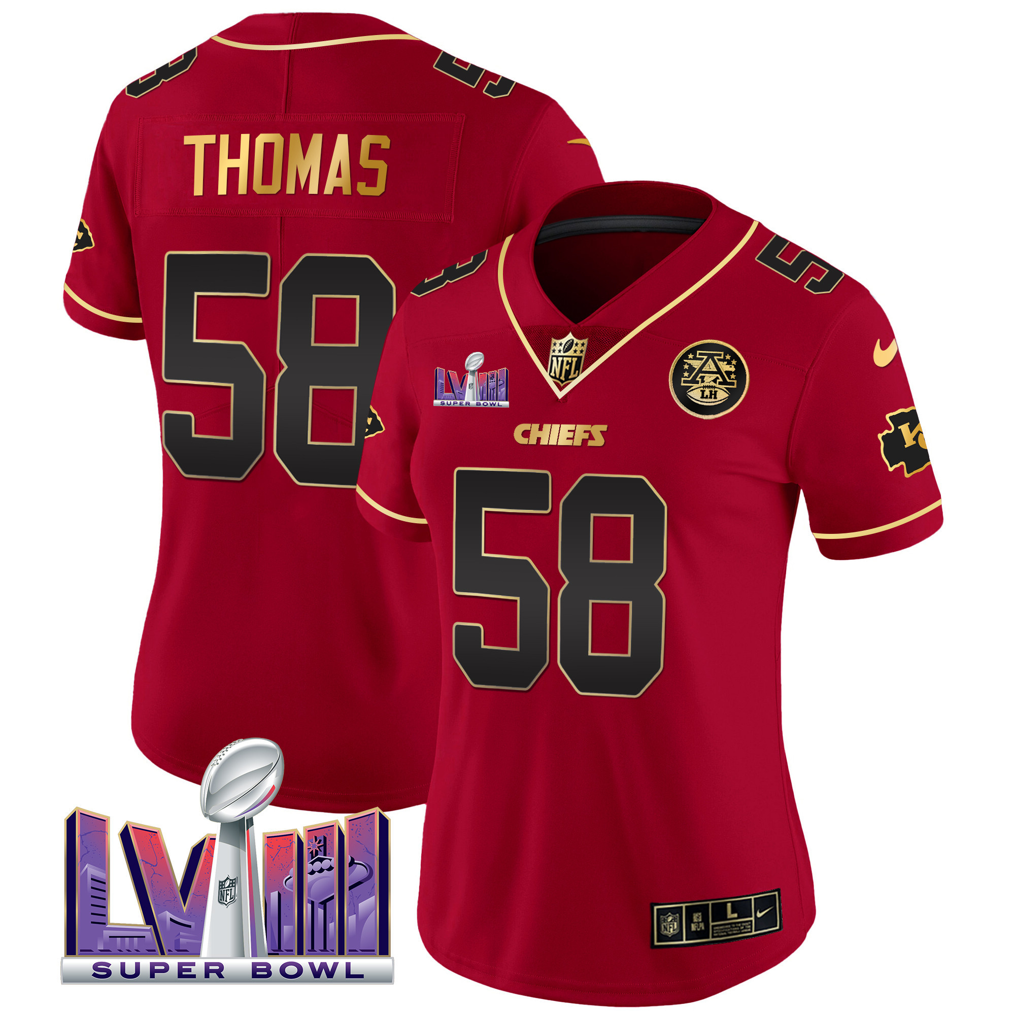 Women's Chiefs Super Bowl LVIII Patch Vapor Jersey V4 - All Stitched - Image 45
