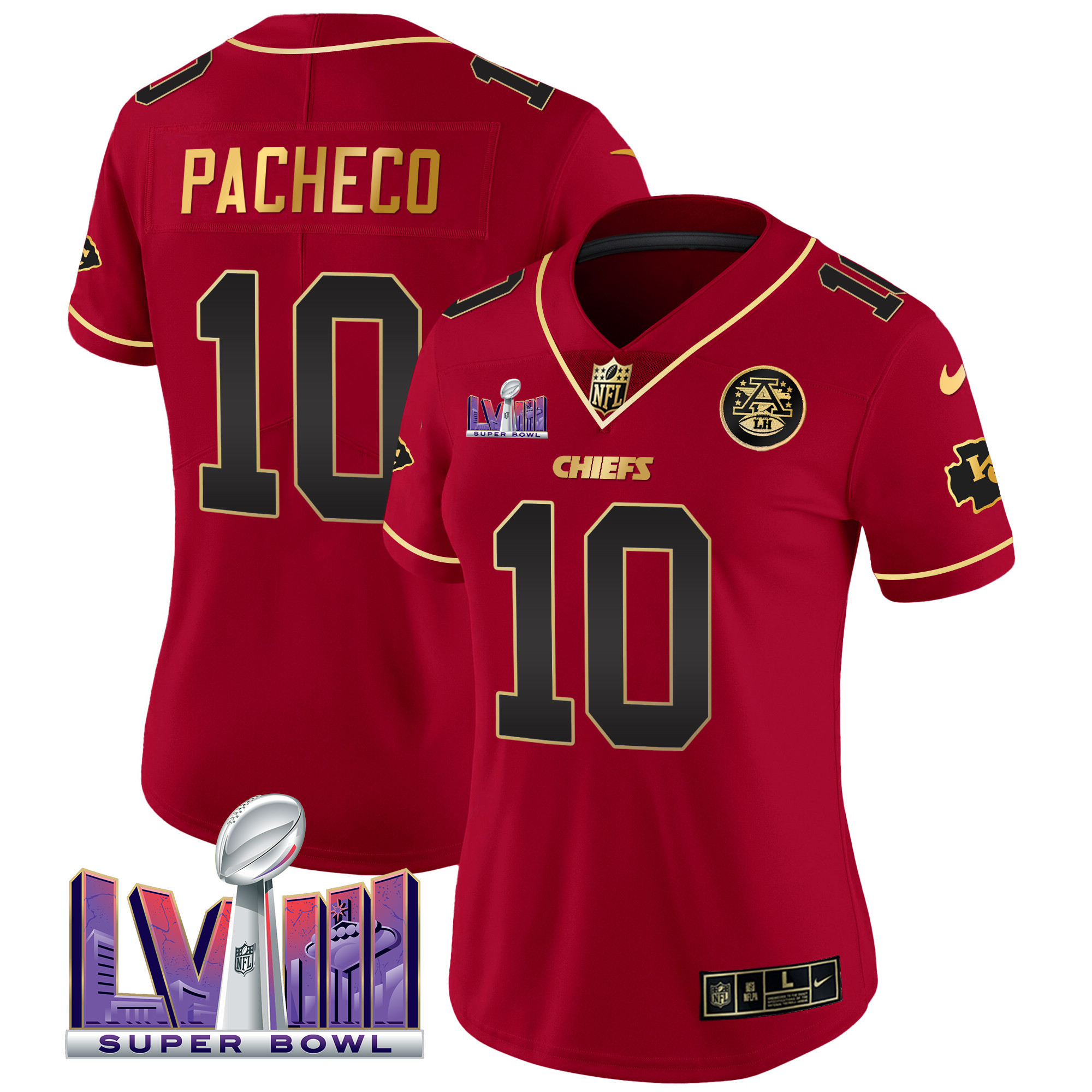 Women's Chiefs Super Bowl LVIII Patch Vapor Jersey V4 - All Stitched - Image 46