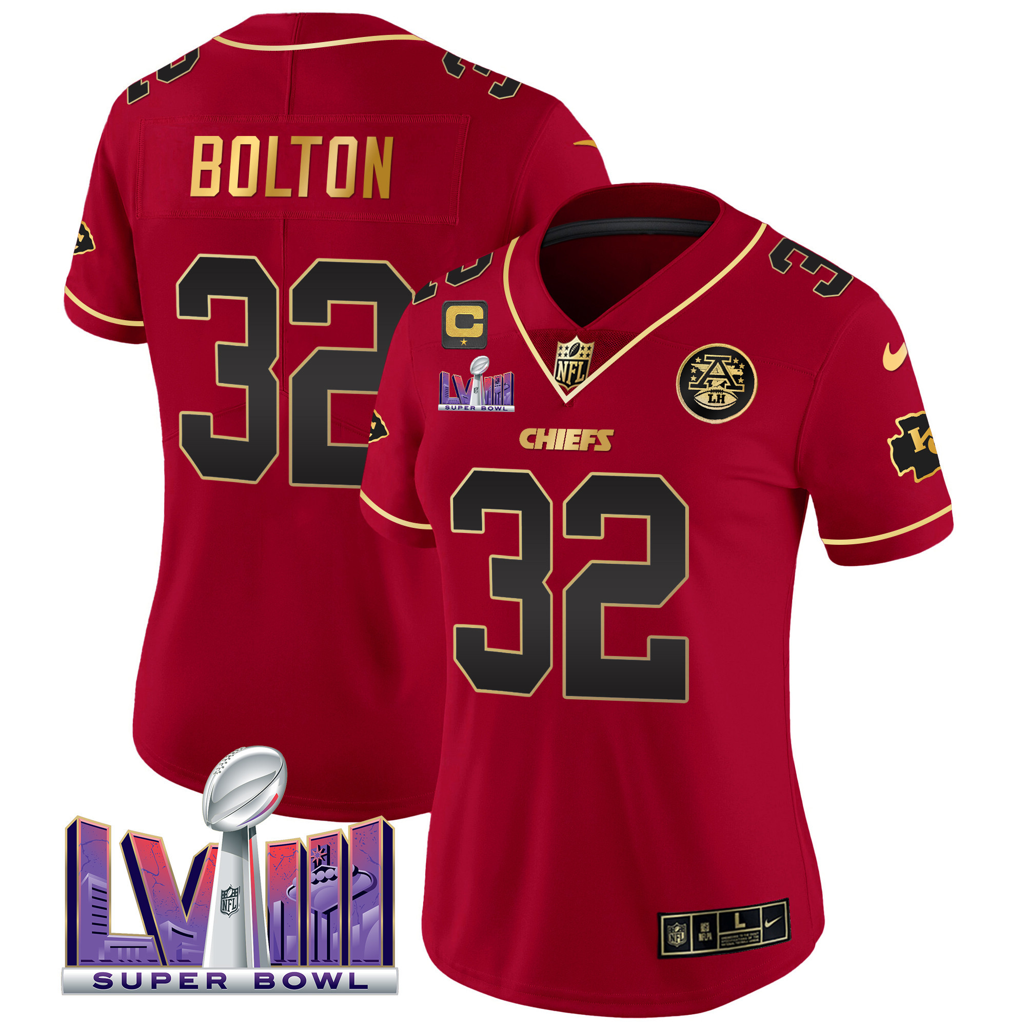 Women's Chiefs Super Bowl LVIII Patch Vapor Jersey V4 - All Stitched - Image 48