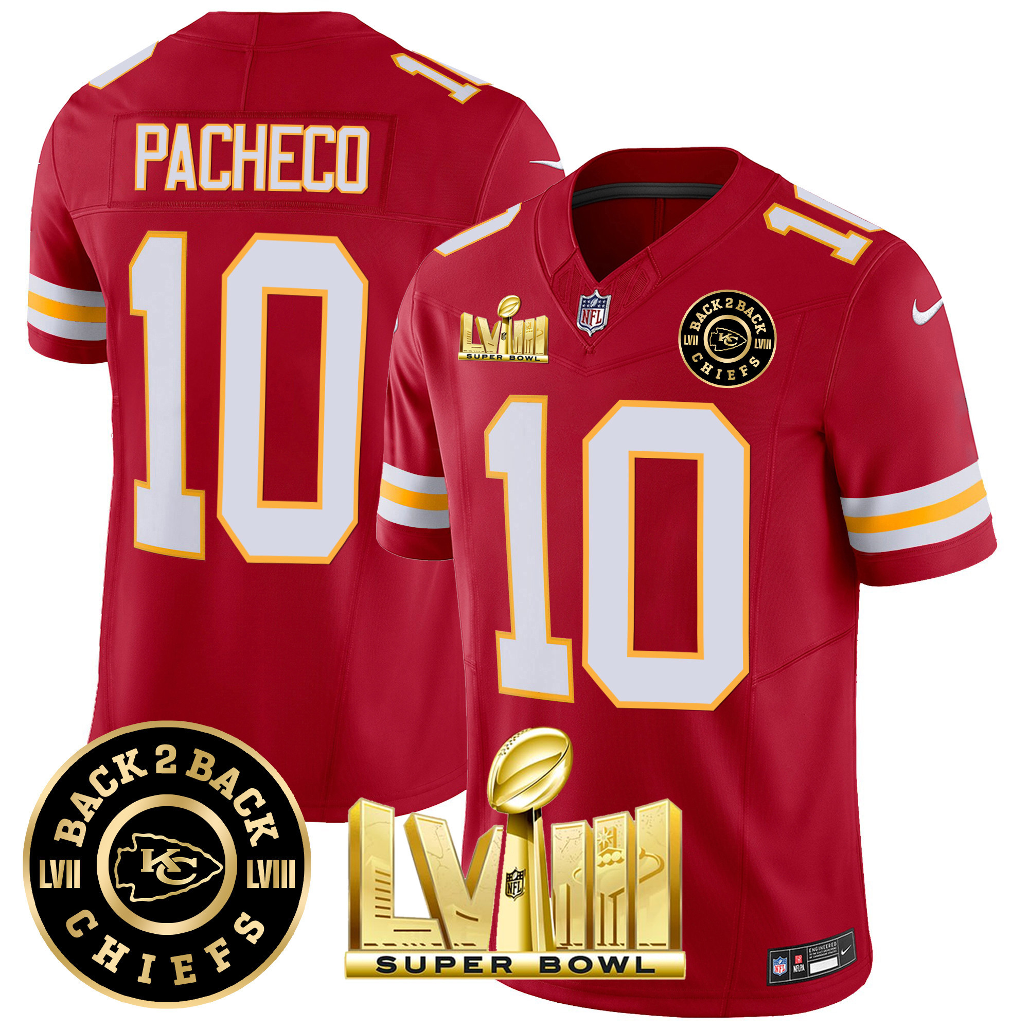 Men's Chiefs Super Bowl LVIII & Back 2 Back Patch Vapor Jersey V3 - All Stitched - Image 39