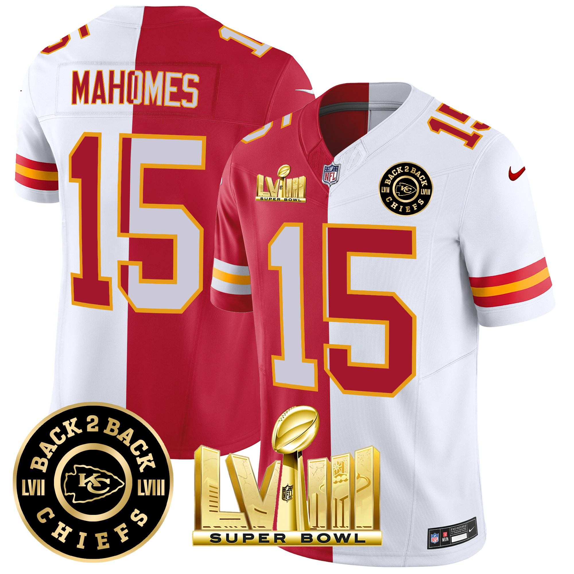 Men's Chiefs Super Bowl LVIII & Back 2 Back Patch Vapor Jersey V4 - All Stitched - Image 29