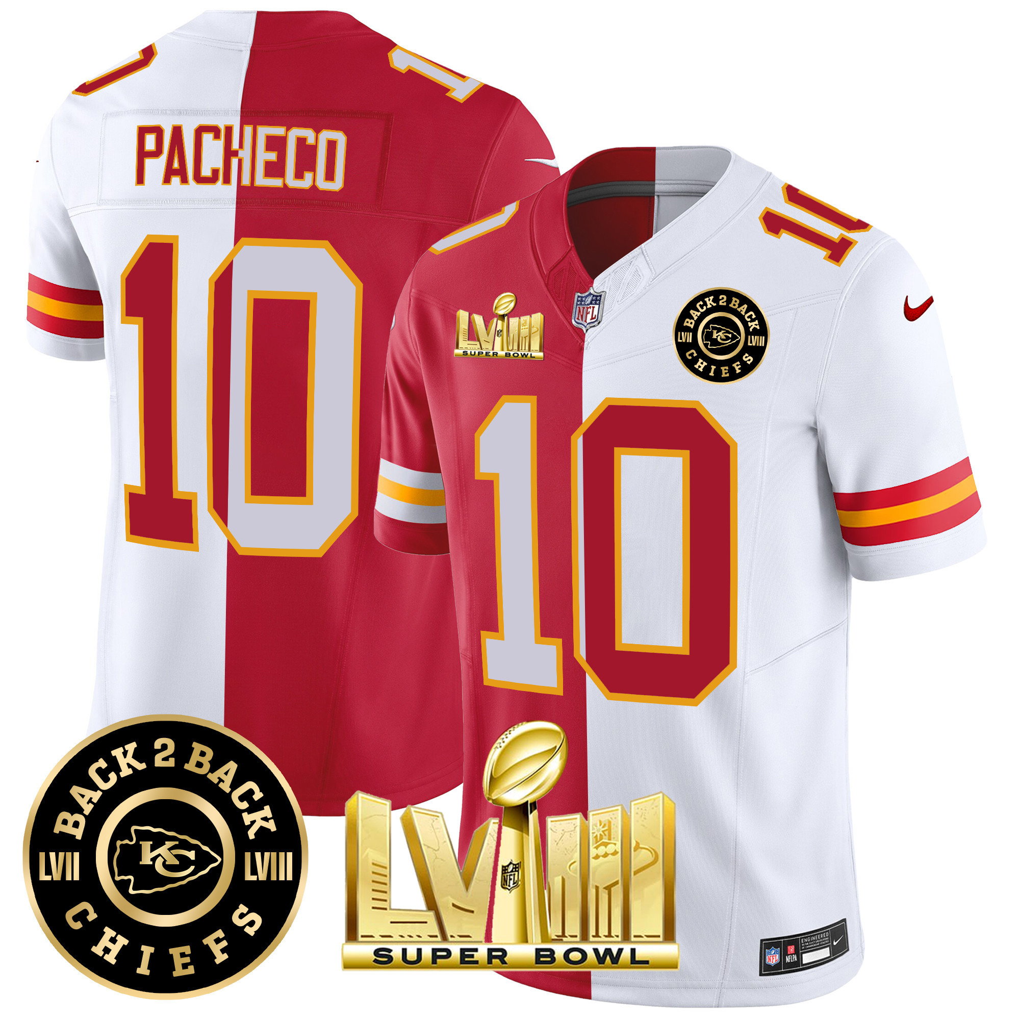Men's Chiefs Super Bowl LVIII & Back 2 Back Patch Vapor Jersey V4 - All Stitched - Image 32