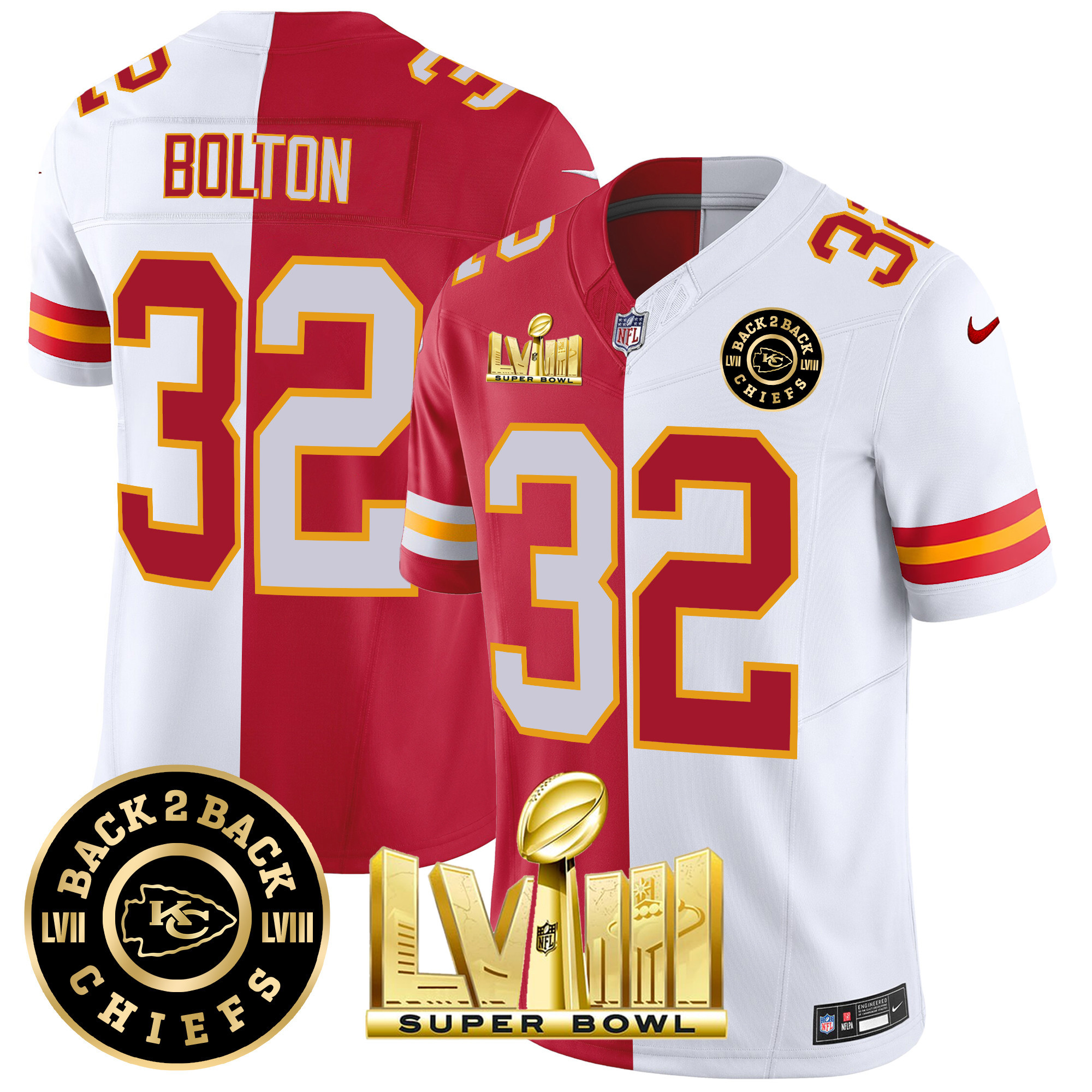 Men's Chiefs Super Bowl LVIII & Back 2 Back Patch Vapor Jersey V4 - All Stitched - Image 34