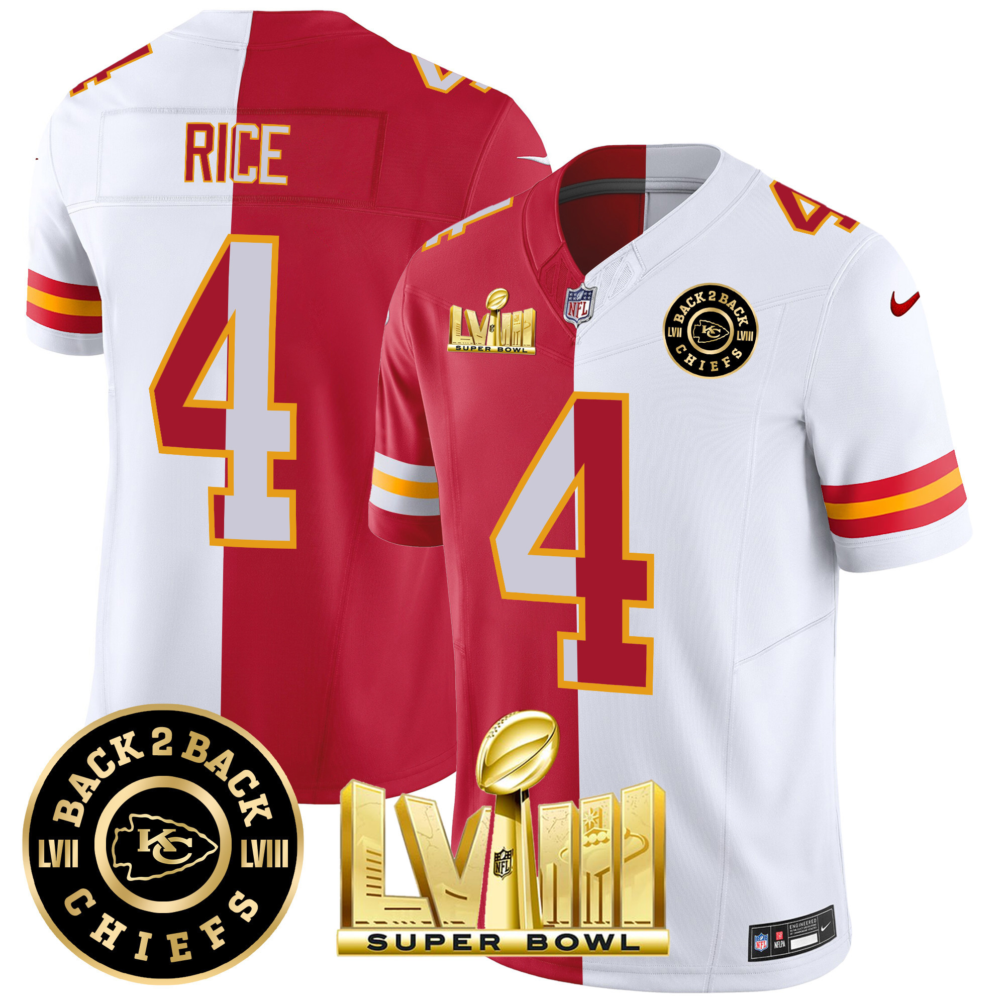 Men's Chiefs Super Bowl LVIII & Back 2 Back Patch Vapor Jersey V4 - All Stitched - Image 35