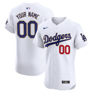 Los Angeles Dodgers Gold Trim Premier Elite Custom Jersey - All Stitched