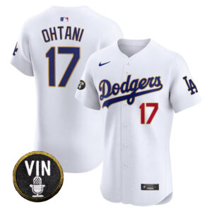 Men's Dodgers Vin Scully Patch Gold Trim Vapor Premier Elite Jersey - All Stitched