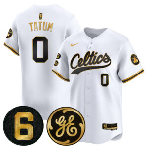 Men's Boston Celtics Bill Russell & John Havlicek Patch Baseball Jersey - All Stitched