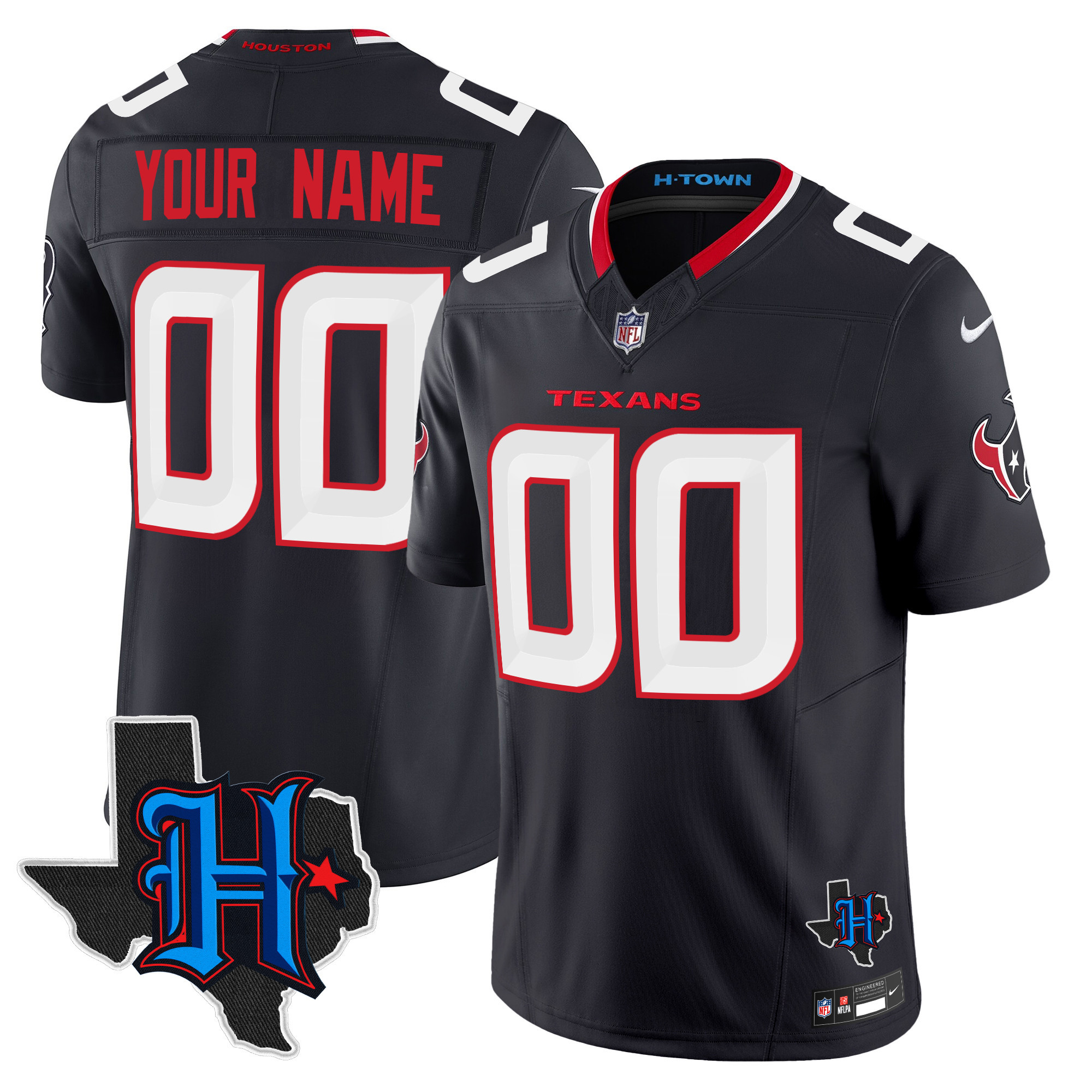 Houston Texans 2024 Texas Patch Vapor Limited Custom Jersey - All Stitched - Image 2