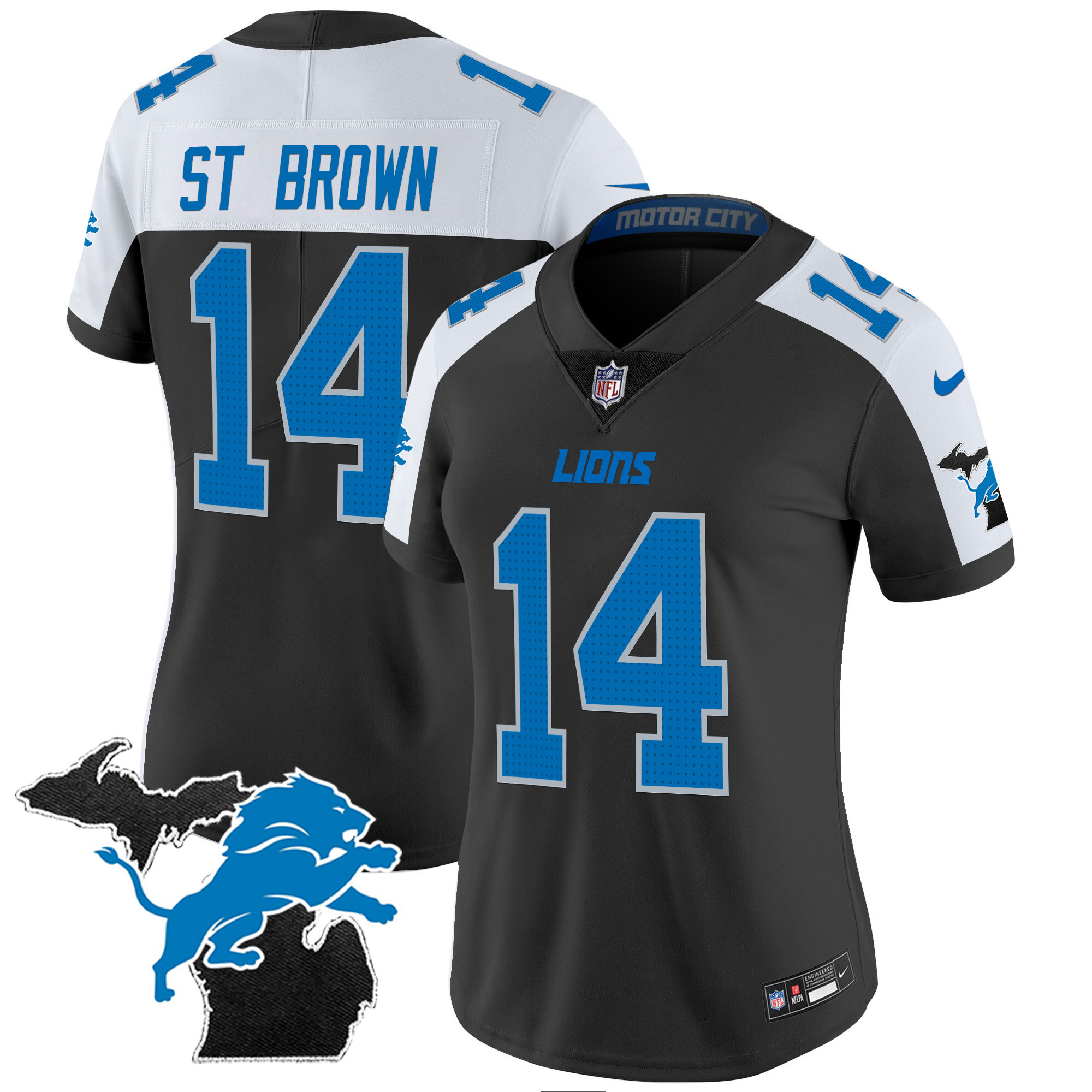 Women's Detroit Lions 2024 Michigan Patch Vapor Jersey - All Stitched - Image 3