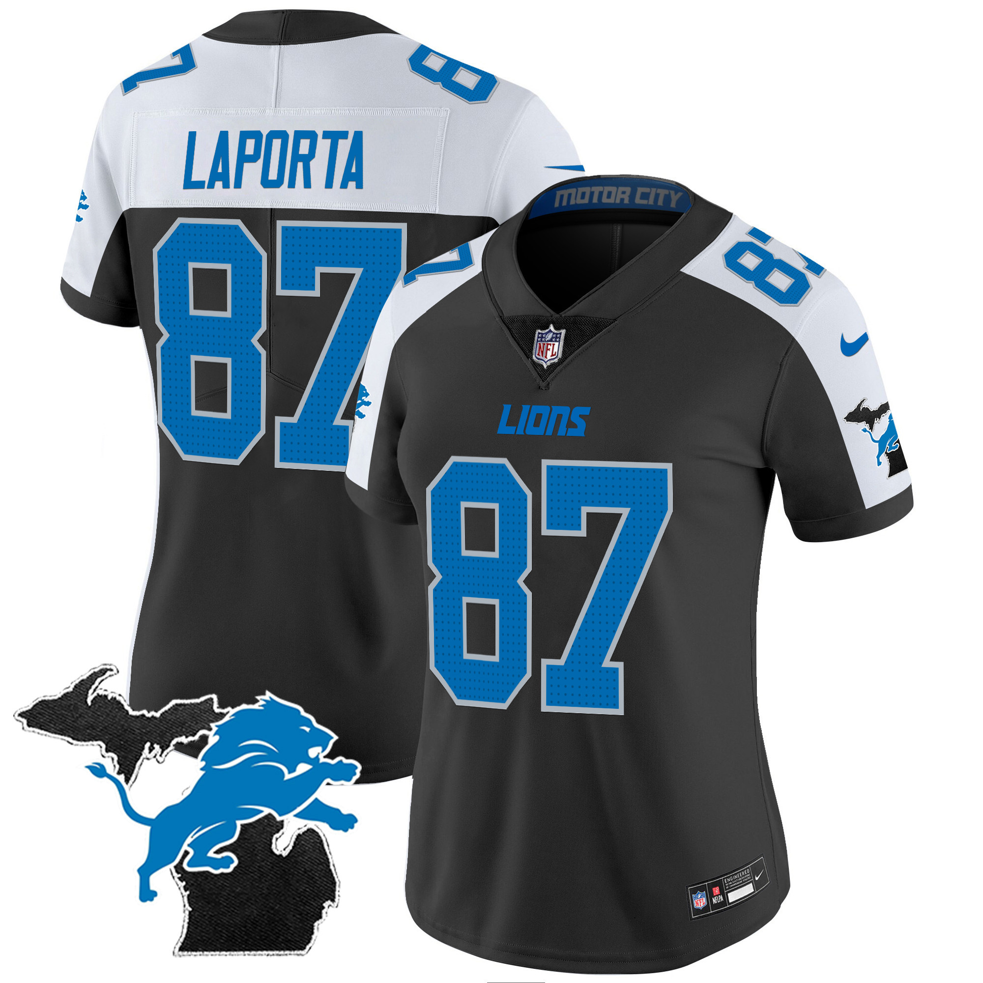 Women's Detroit Lions 2024 Michigan Patch Vapor Jersey - All Stitched - Image 6