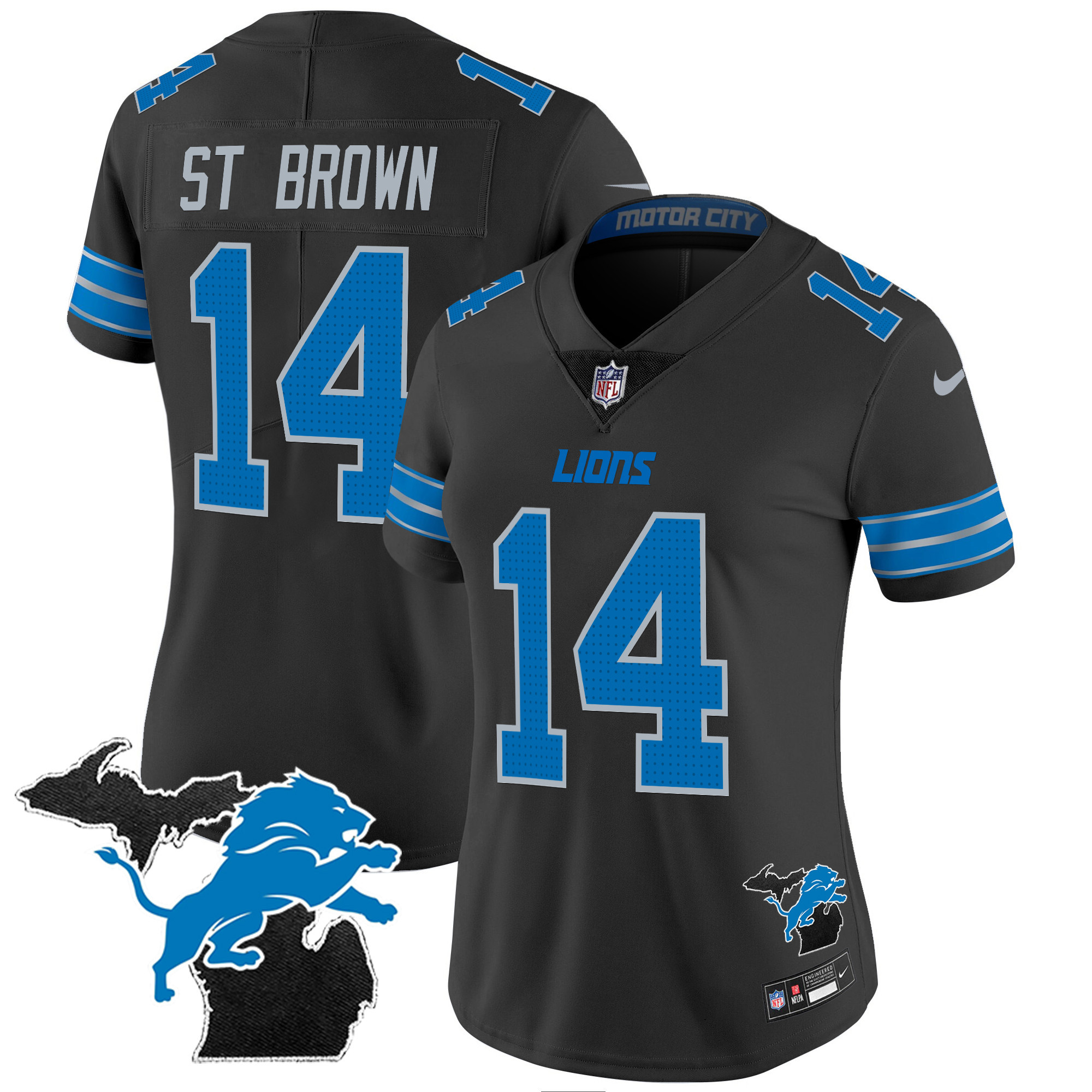 Women's Detroit Lions 2024 Michigan Patch Vapor Jersey - All Stitched - Image 10