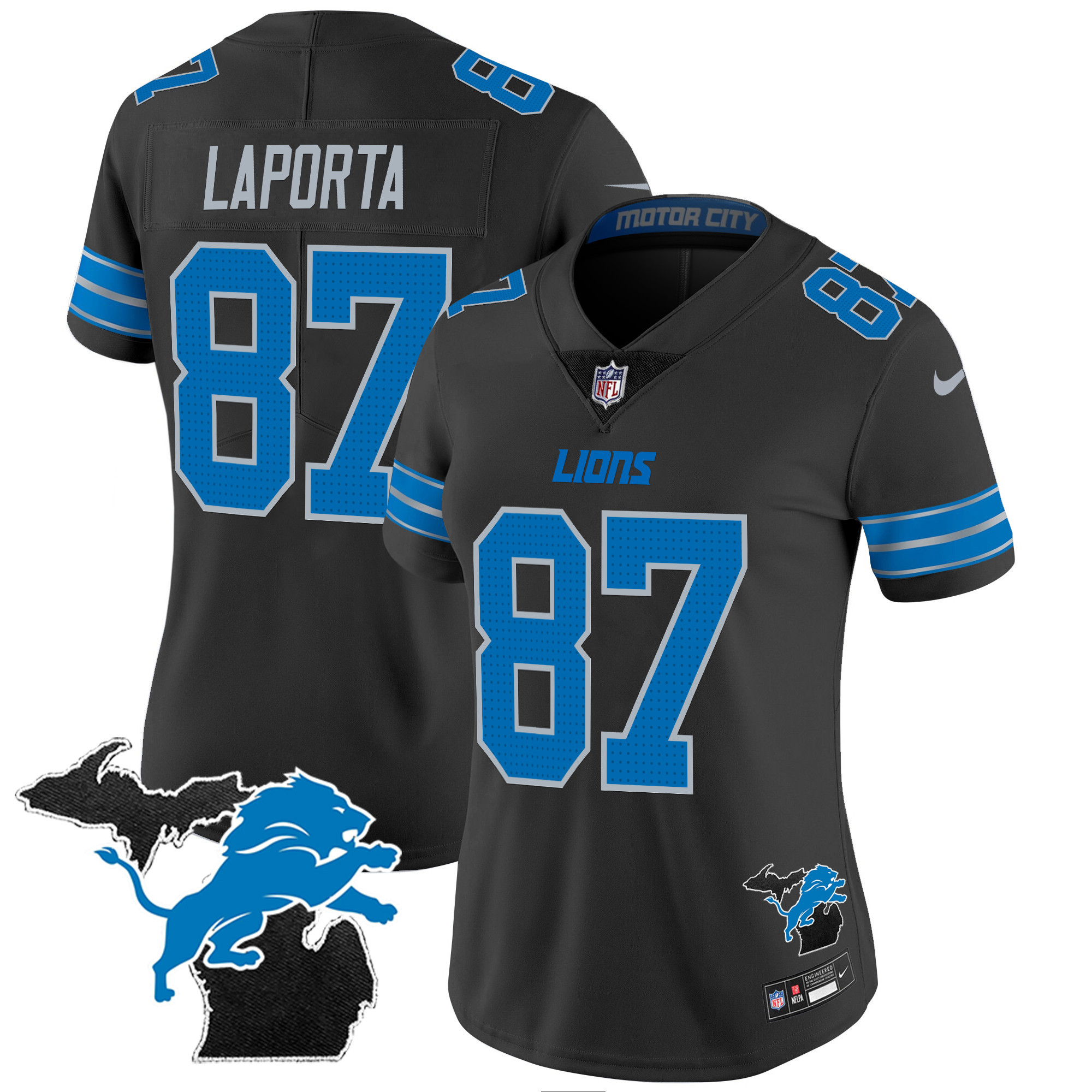 Women's Detroit Lions 2024 Michigan Patch Vapor Jersey - All Stitched - Image 13