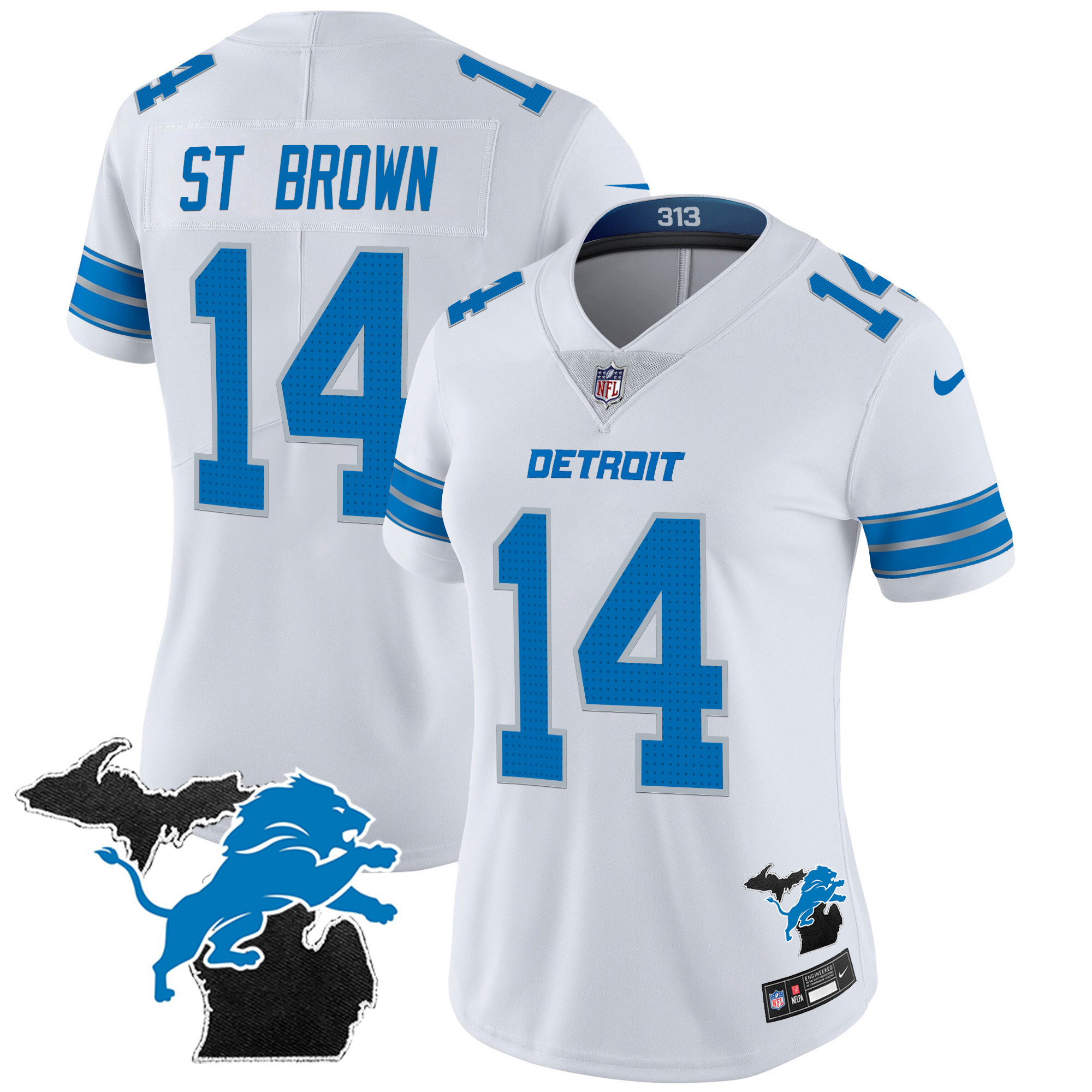 Women's Detroit Lions 2024 Michigan Patch Vapor Jersey - All Stitched - Image 17