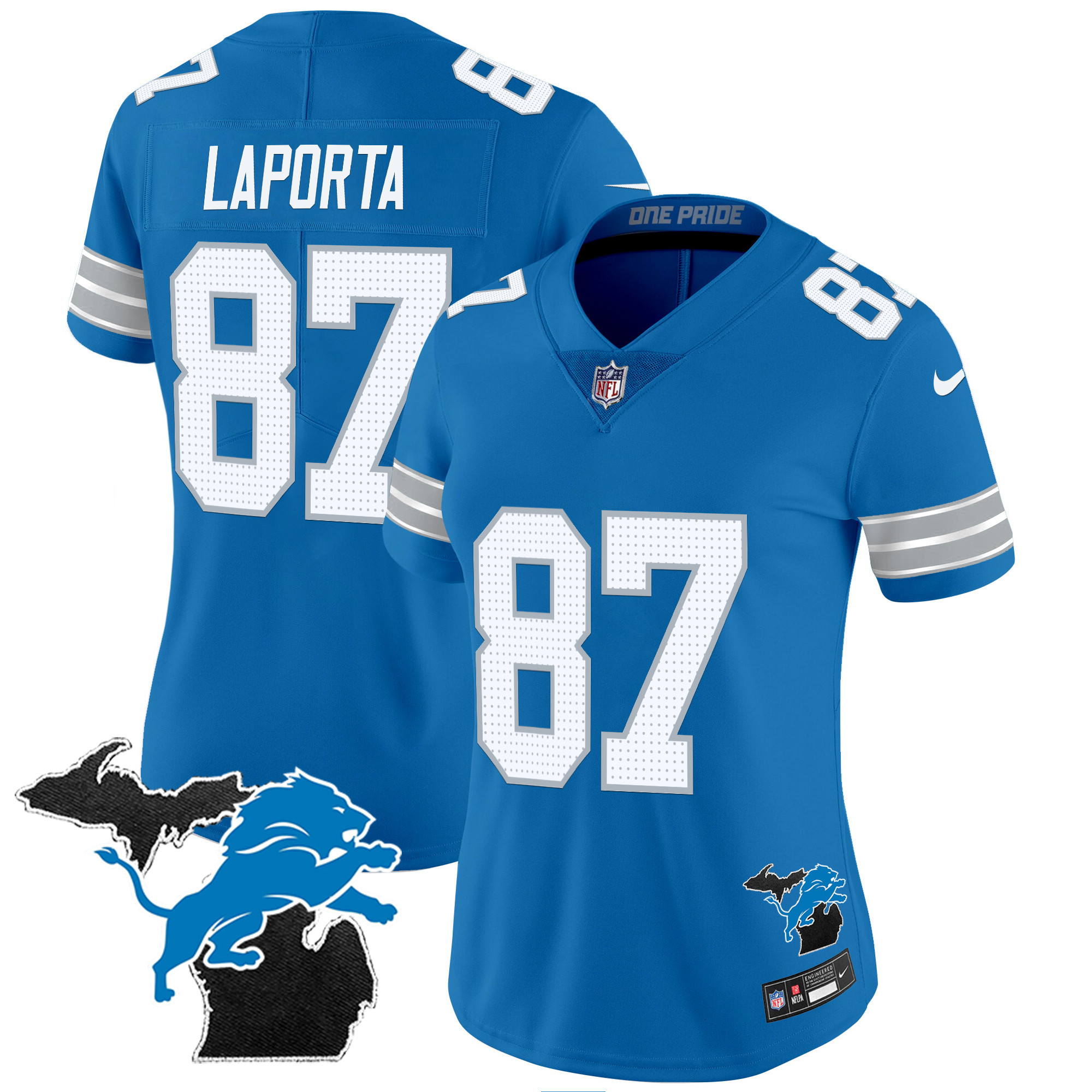 Women's Detroit Lions 2024 Michigan Patch Vapor Jersey - All Stitched - Image 27