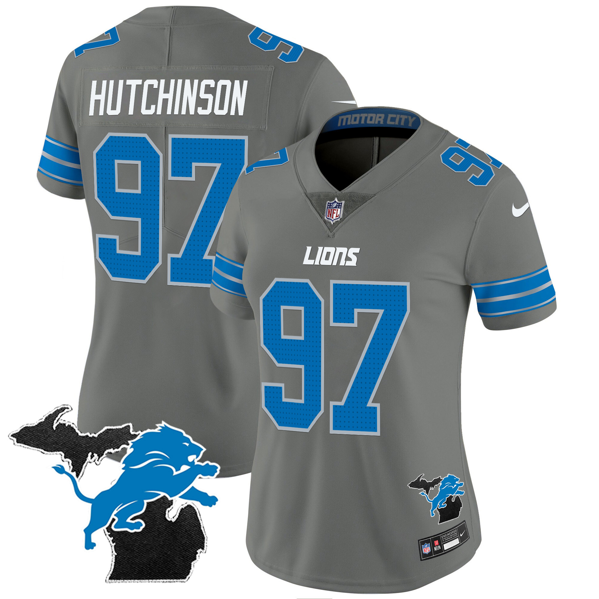 Women's Detroit Lions 2024 Michigan Patch Vapor Jersey - All Stitched - Image 29