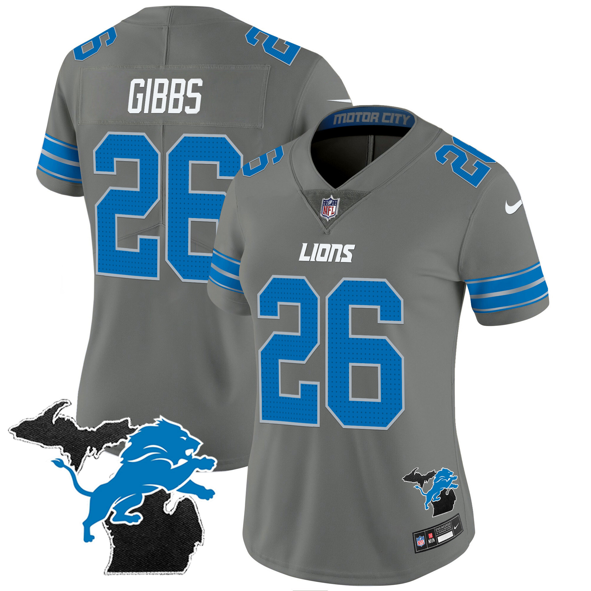 Women's Detroit Lions 2024 Michigan Patch Vapor Jersey - All Stitched - Image 35
