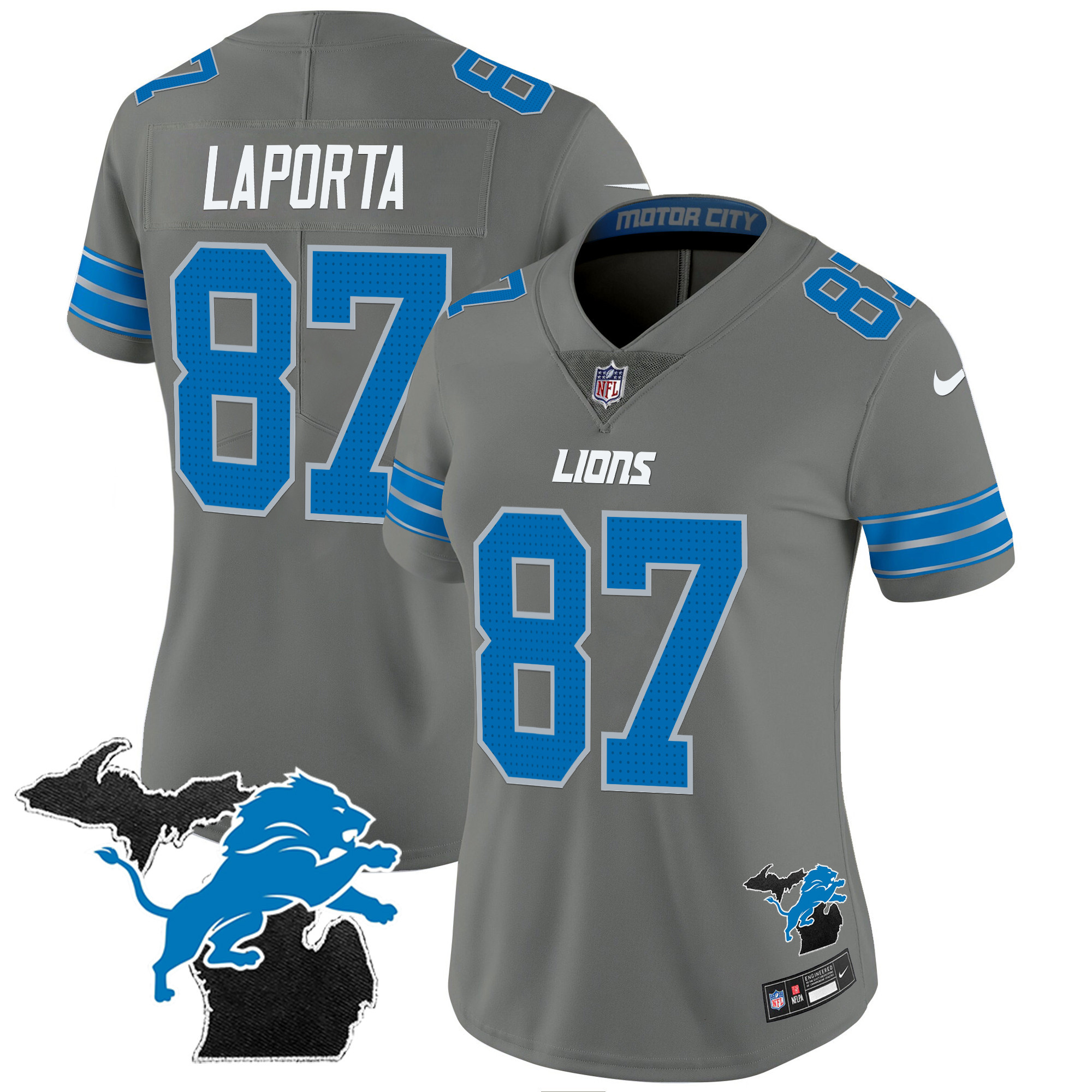 Women's Detroit Lions 2024 Michigan Patch Vapor Jersey - All Stitched - Image 34