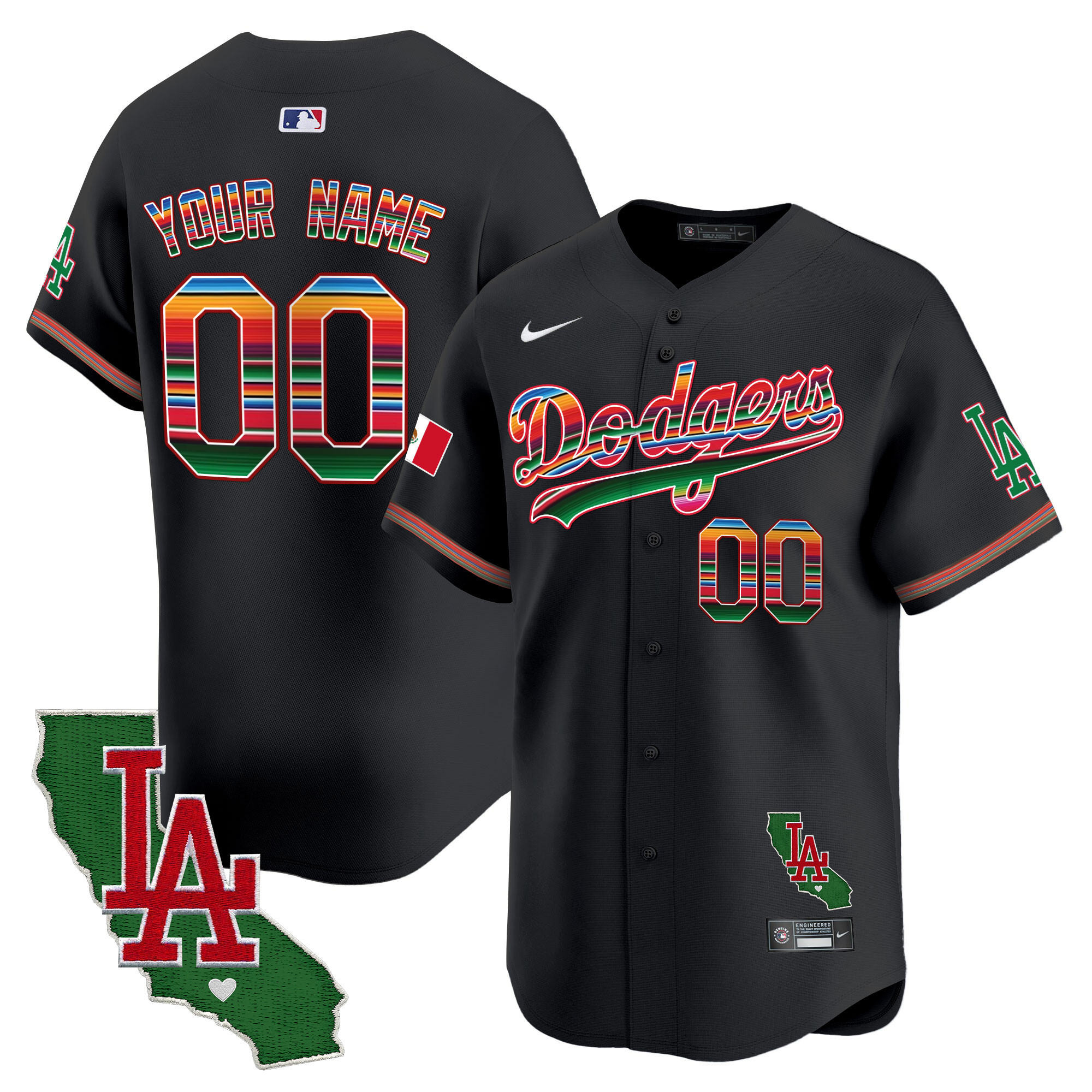 Dodgers Mexico California Patch Vapor Premier Limited Custom Jersey - All Stitched - Image 3