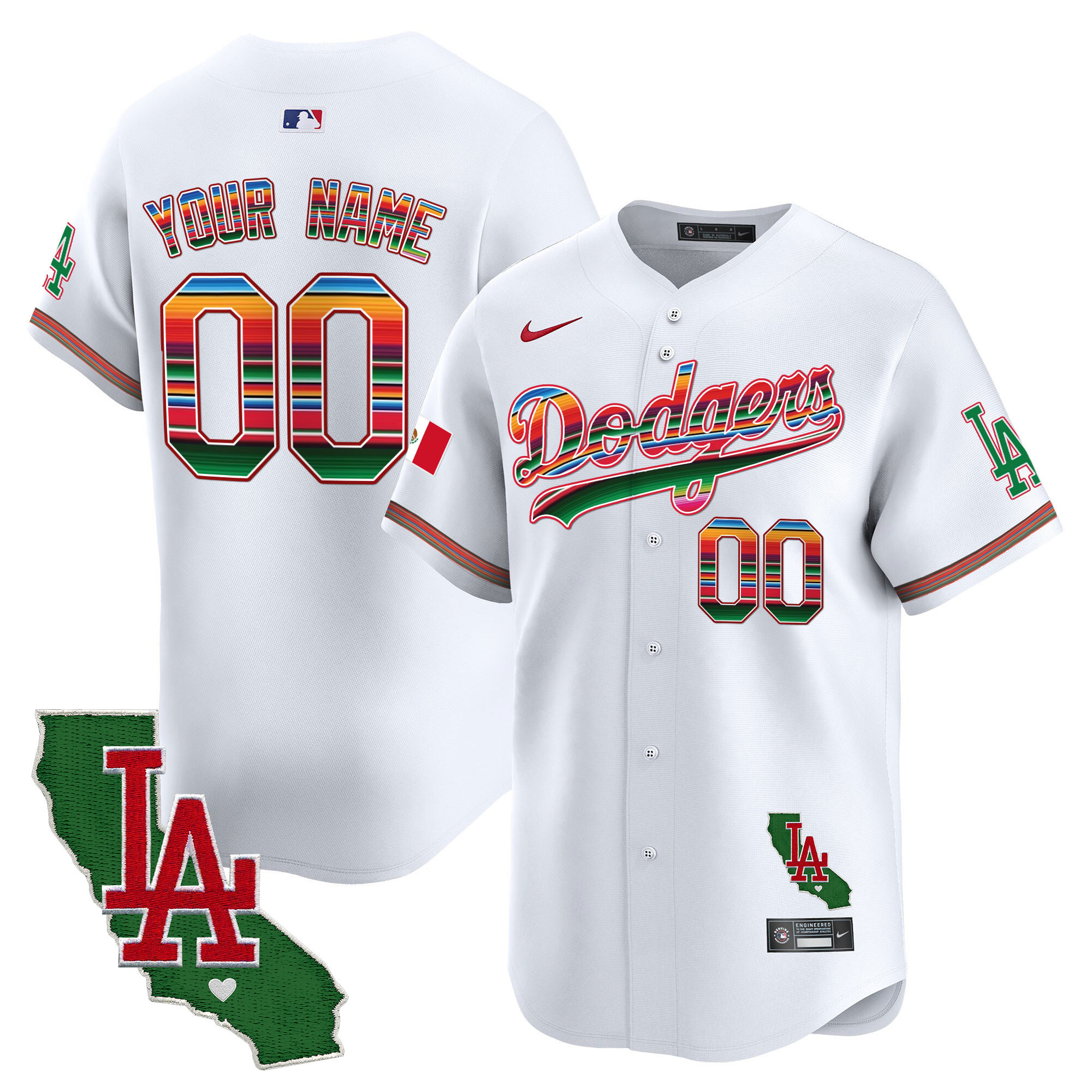 Dodgers Mexico California Patch Vapor Premier Limited Custom Jersey - All Stitched