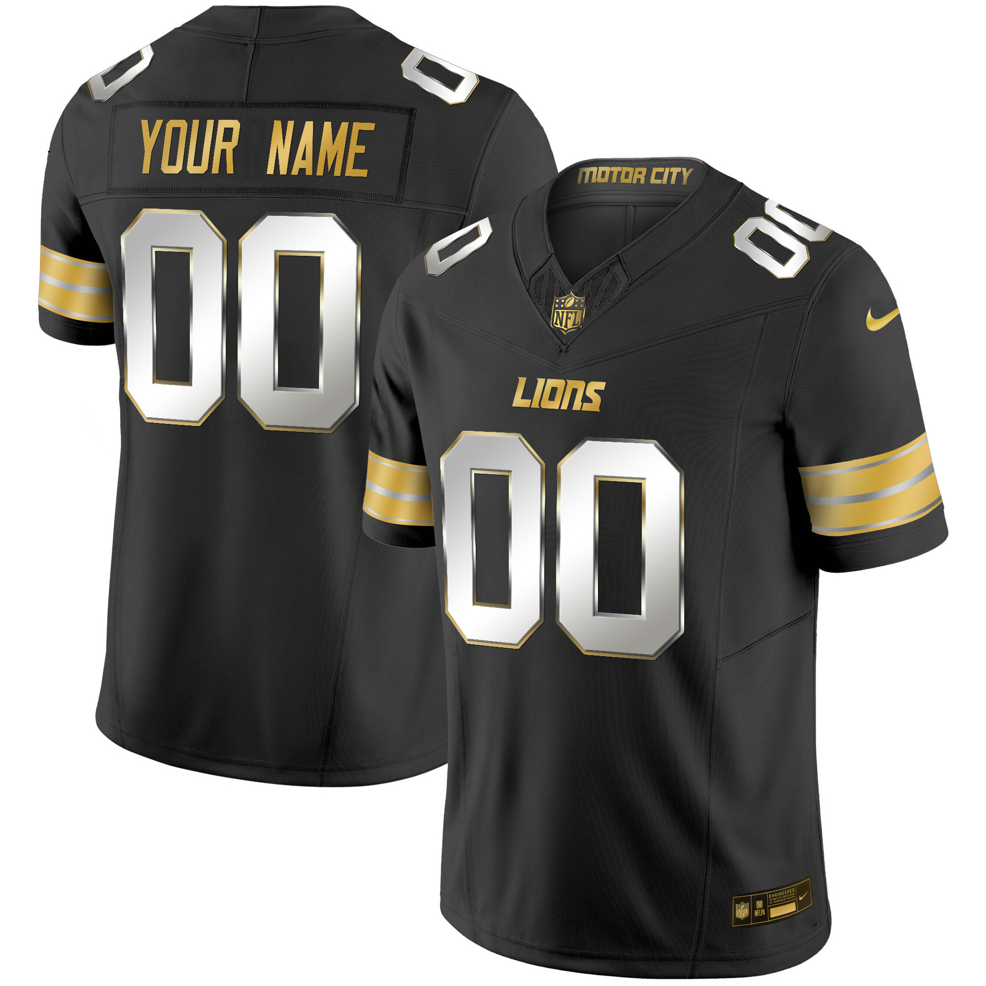 Detroit Lions 2024 Gold Vapor Limited Custom Jersey - All Stitched - Image 2