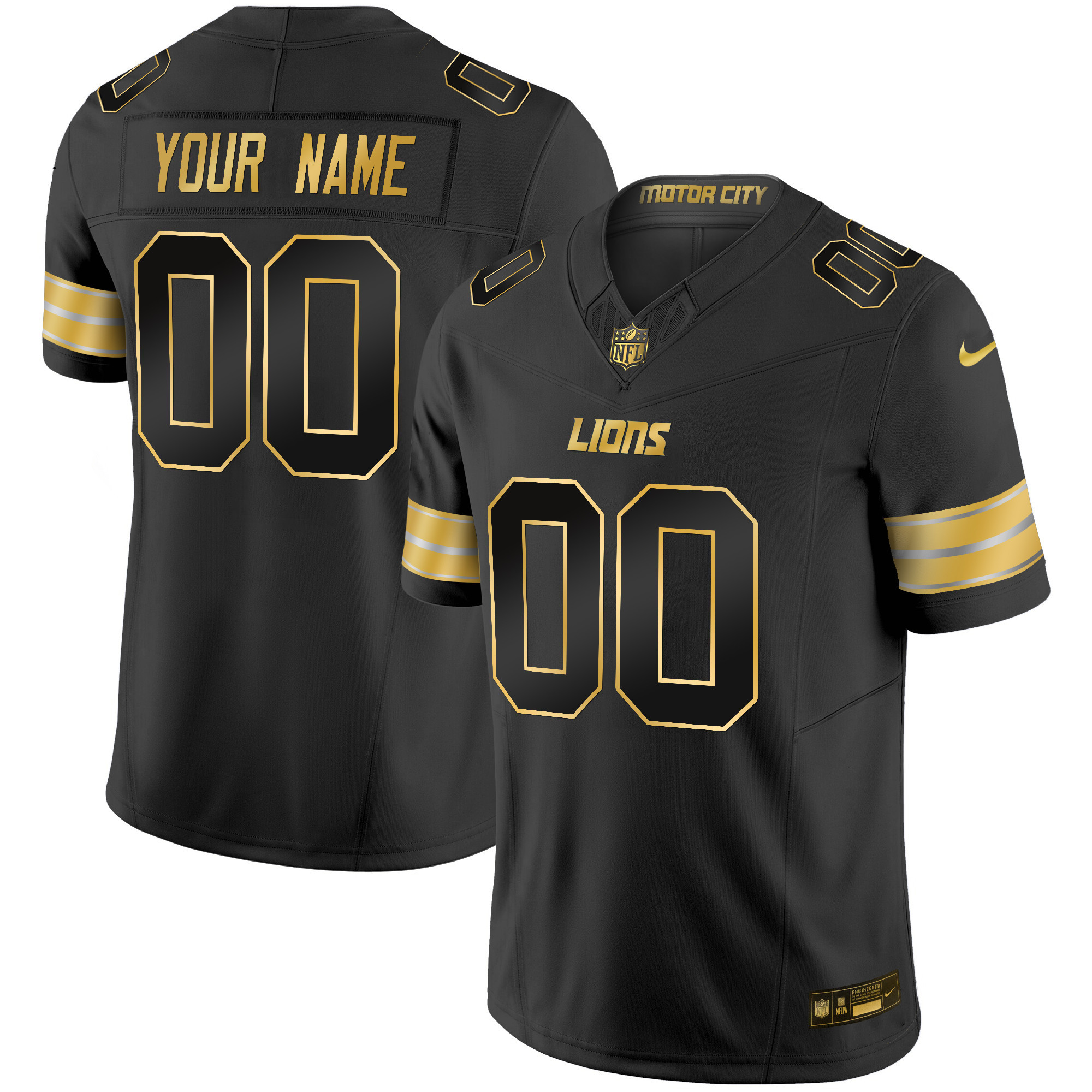 Detroit Lions 2024 Gold Vapor Limited Custom Jersey - All Stitched - Image 3