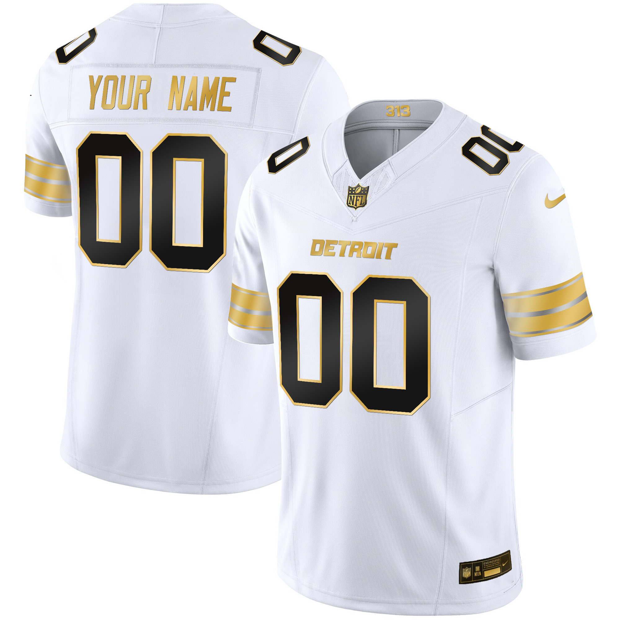 Detroit Lions 2024 Gold Vapor Limited Custom Jersey - All Stitched - Image 4