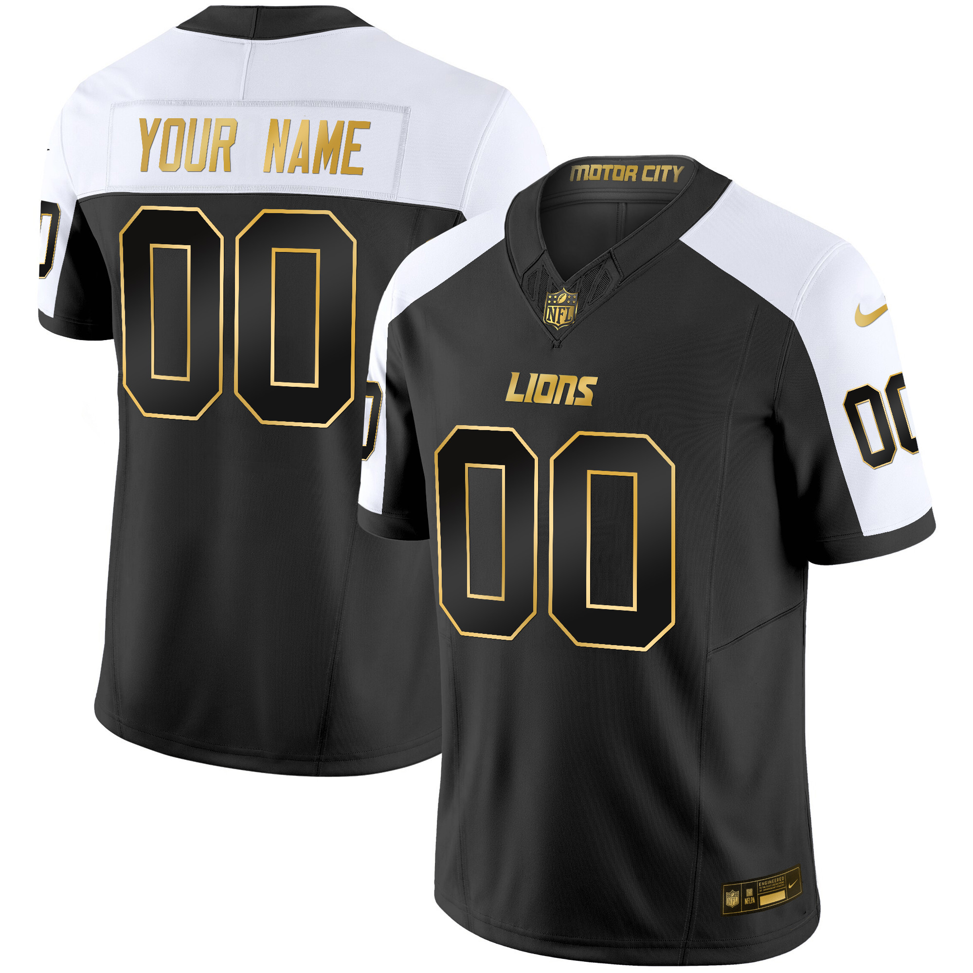 Detroit Lions 2024 Gold Vapor Limited Custom Jersey - All Stitched