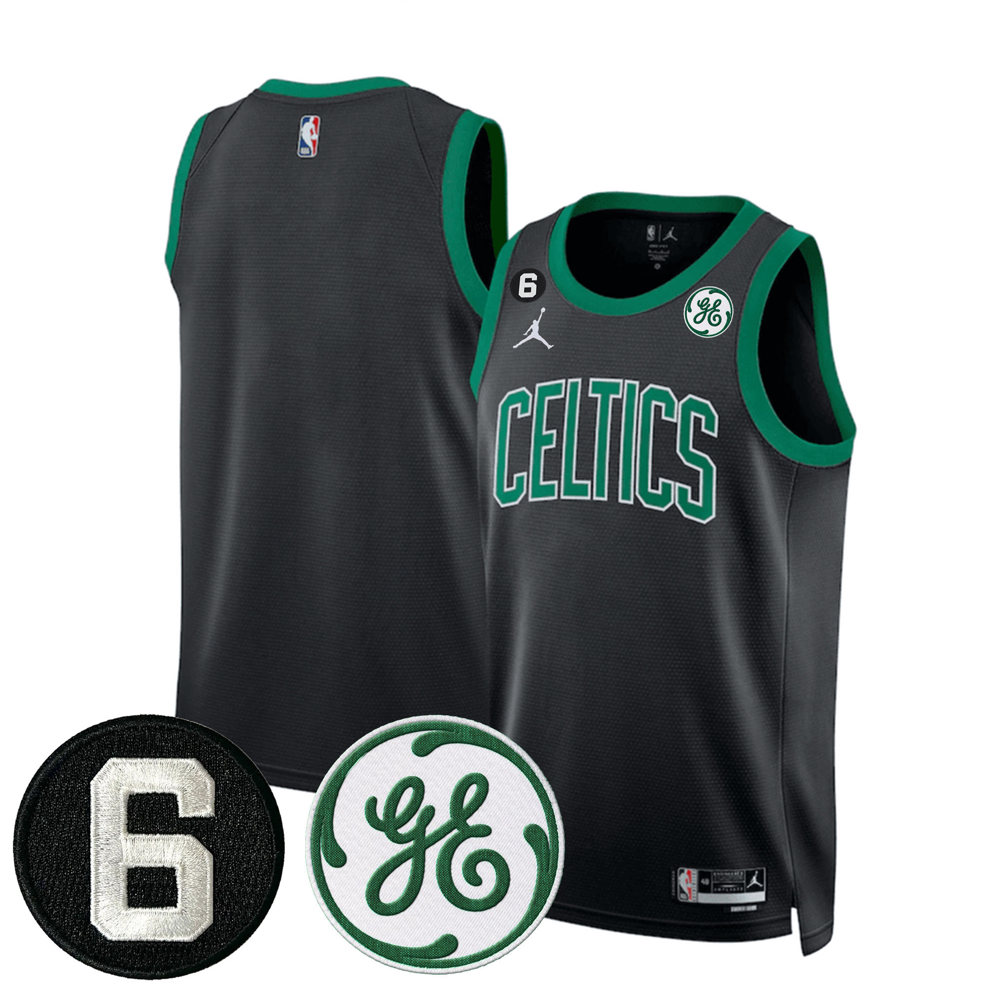 Men's Boston Celtics Bill Russell & John Havlicek Patch Jersey - All Stitched - Image 21
