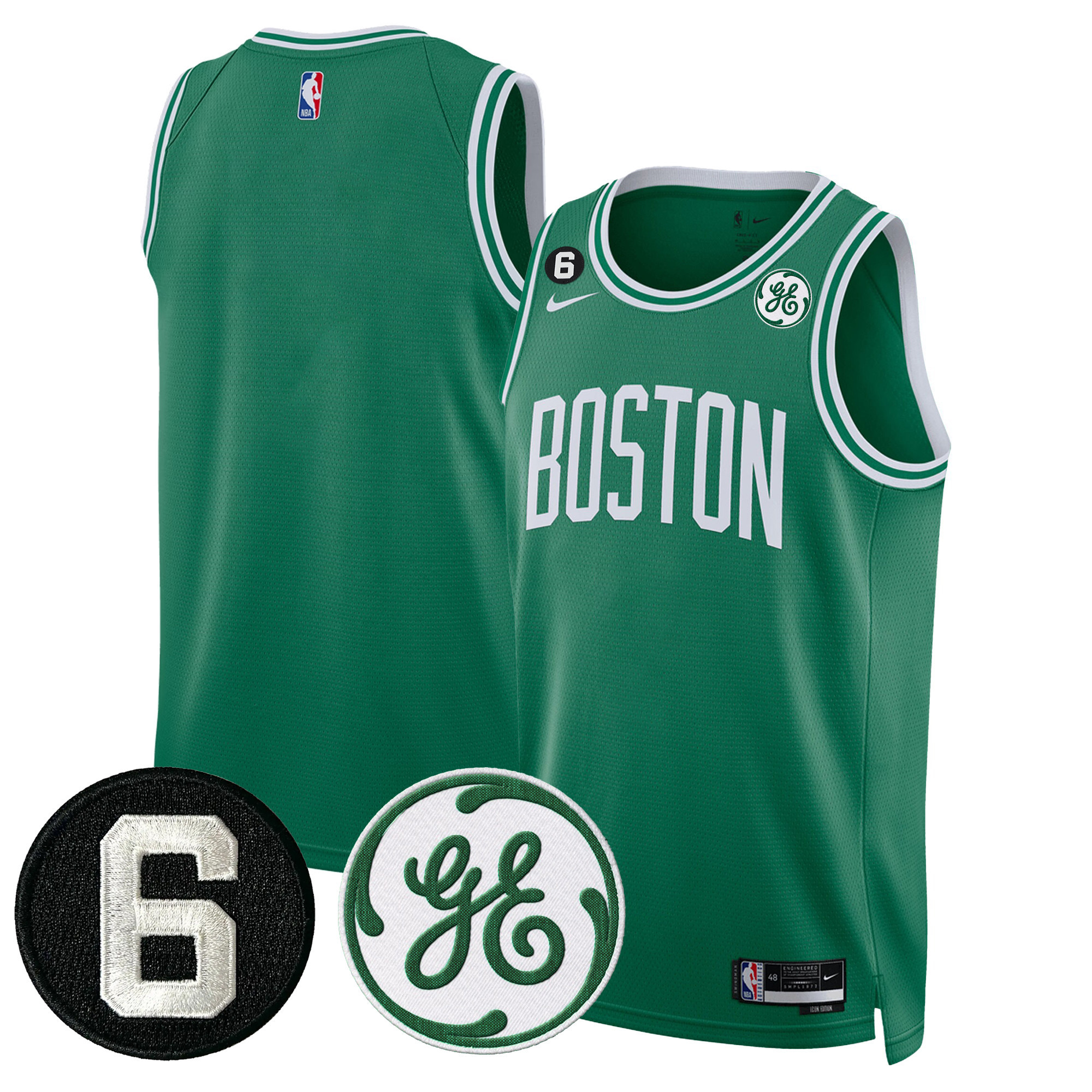Men's Boston Celtics Bill Russell & John Havlicek Patch Jersey - All Stitched - Image 28